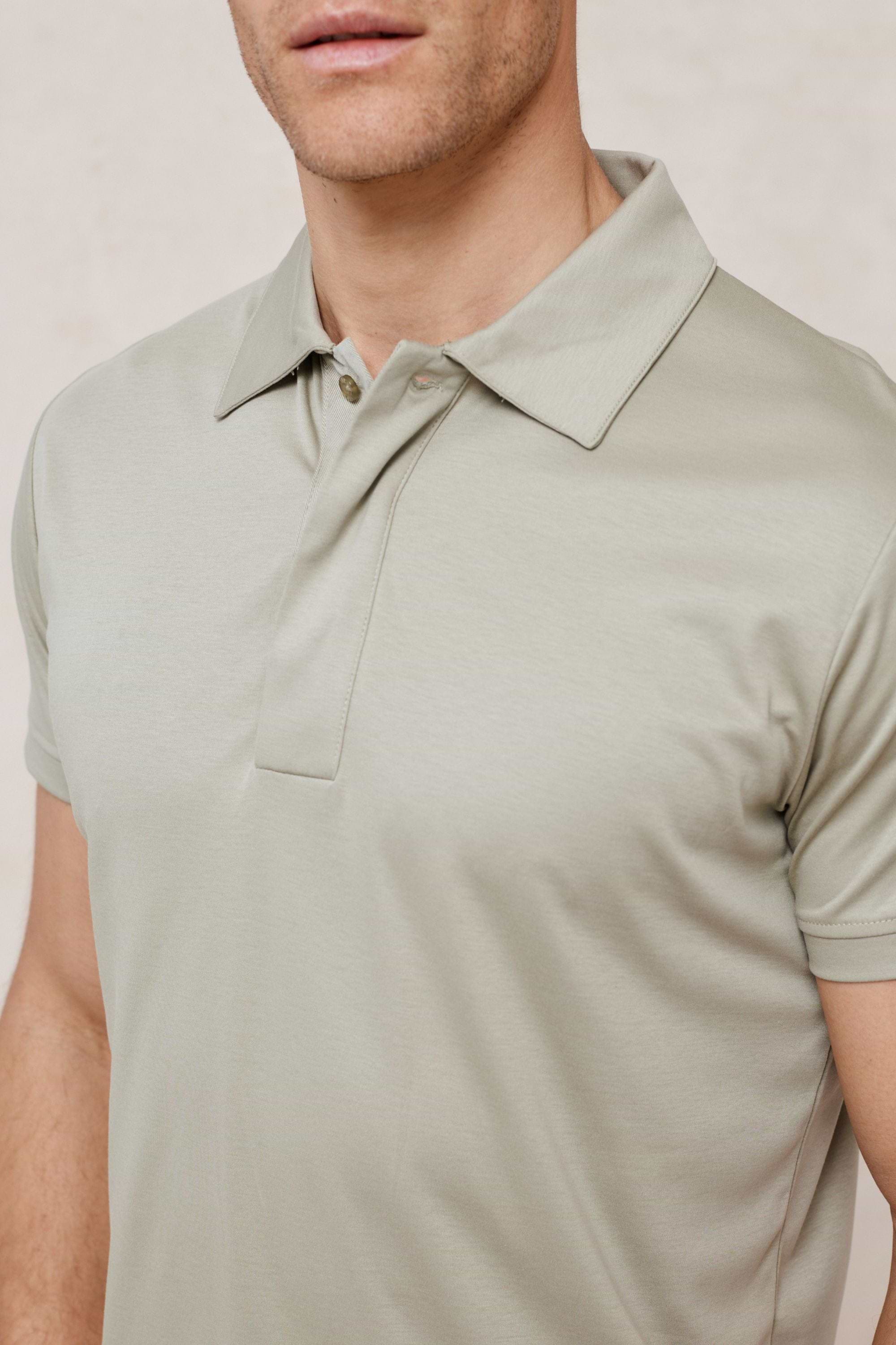 Santi Mercerised Polo Shirt - Light Sage