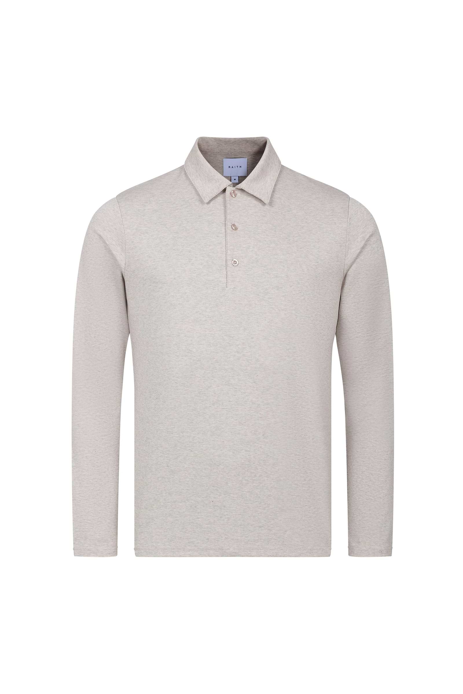 Santino Long Sleeve Half Button Polo - Oatmeal