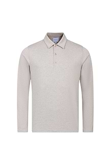 Santino Long Sleeve Half Button Polo - Oatmeal