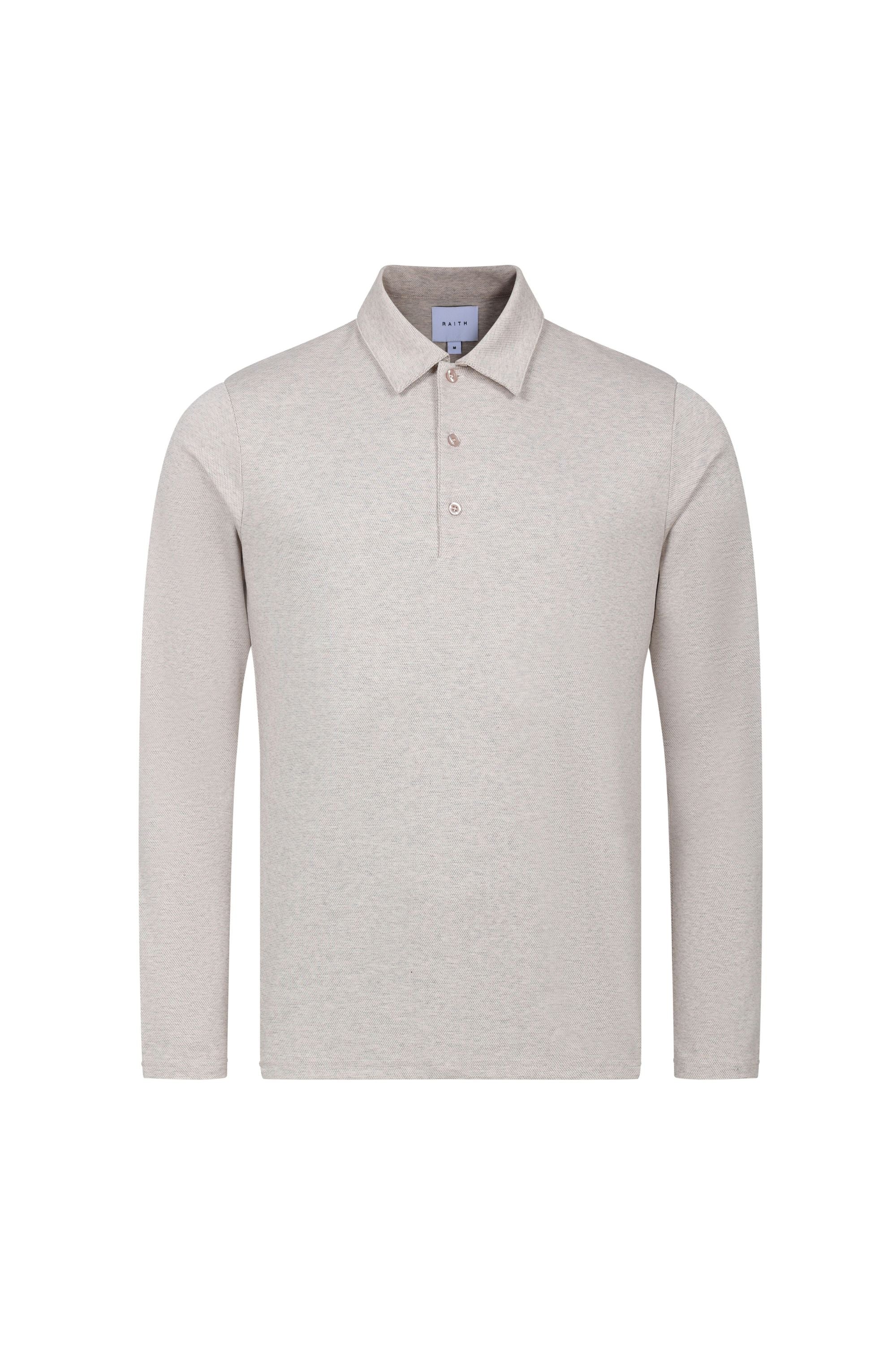 Santino Long Sleeve Half Button Polo - Oatmeal