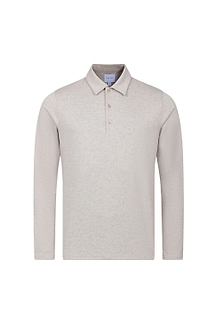 Santino Long Sleeve Half Button Polo - Oatmeal