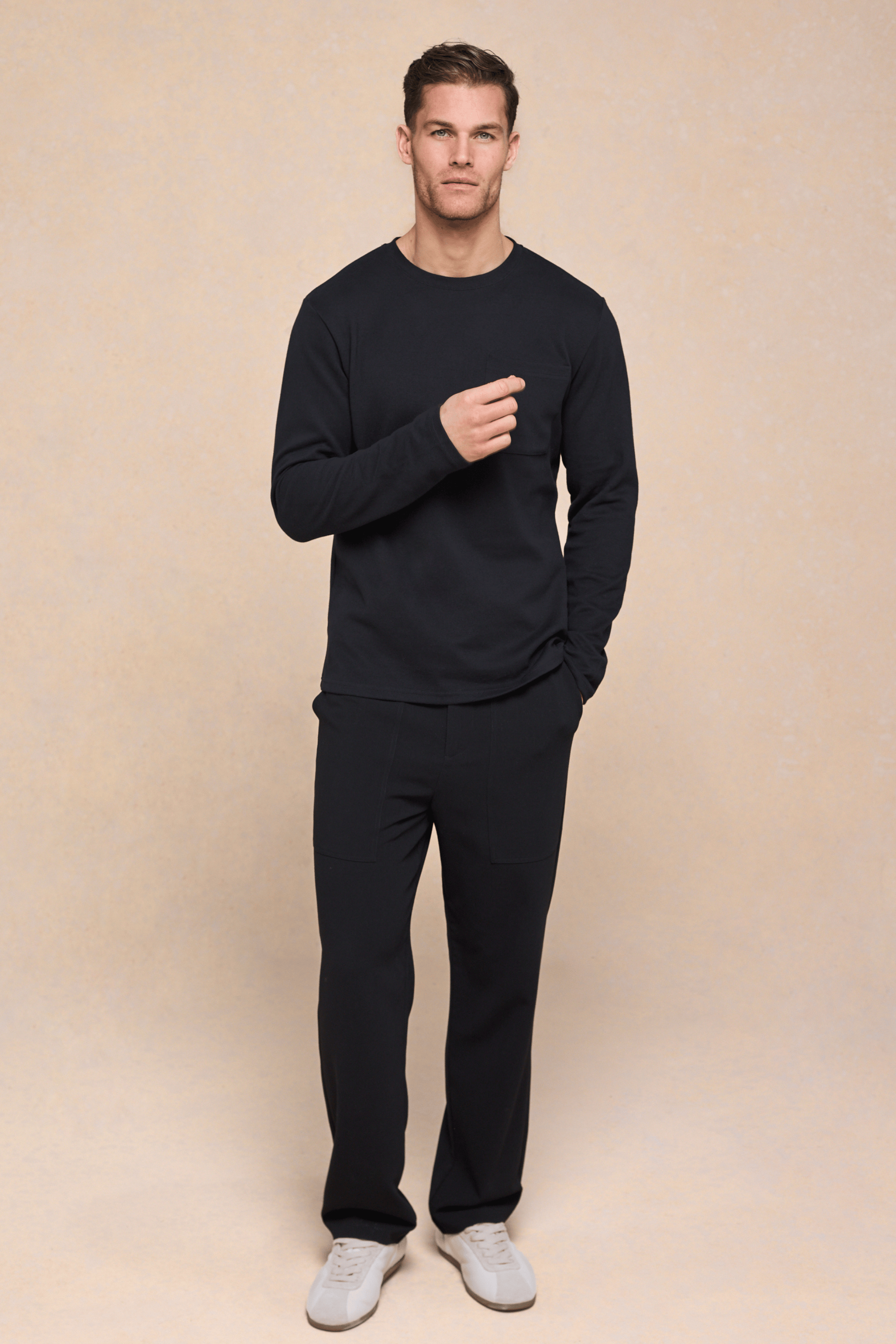 Tyler Long Sleeve Pocket  T-Shirt - Black