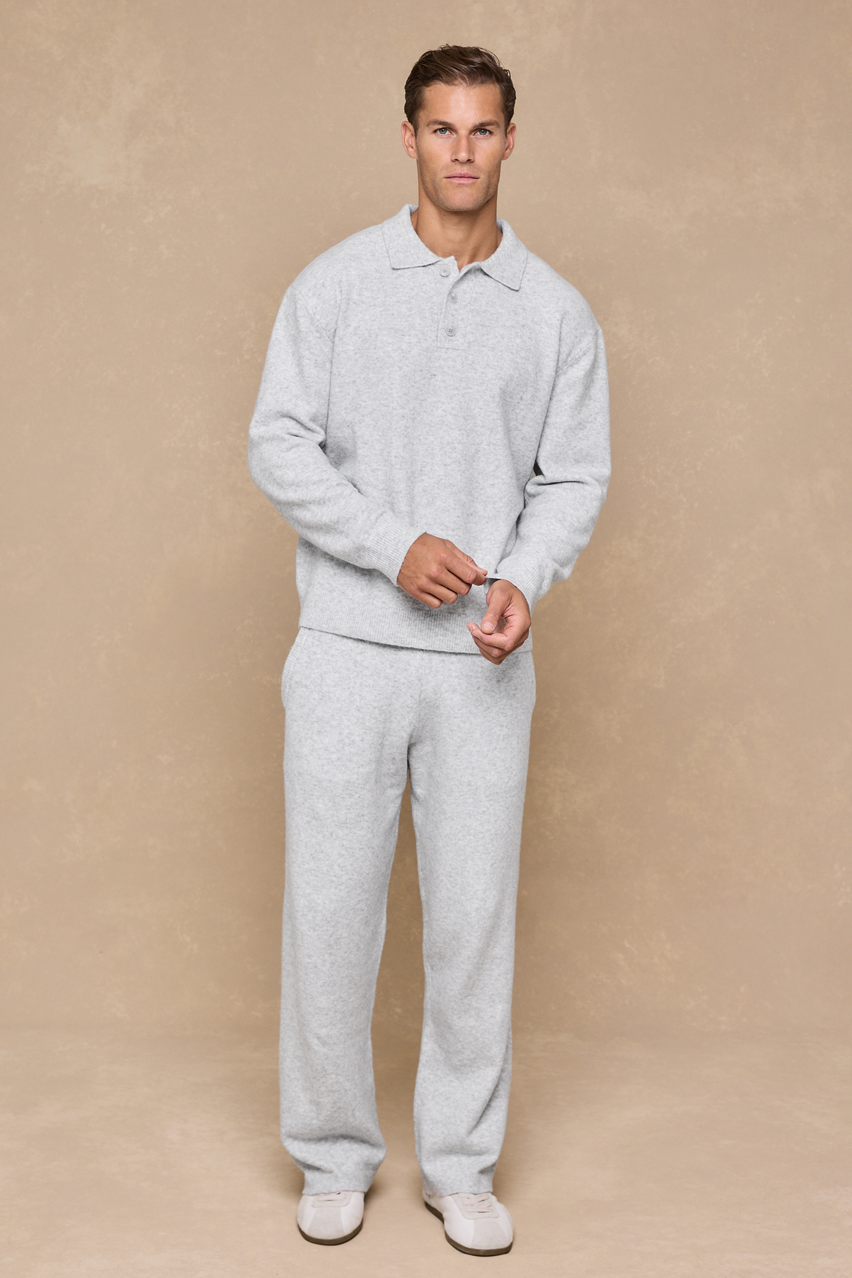 Otto Long Sleeve Polo - Grey Marl