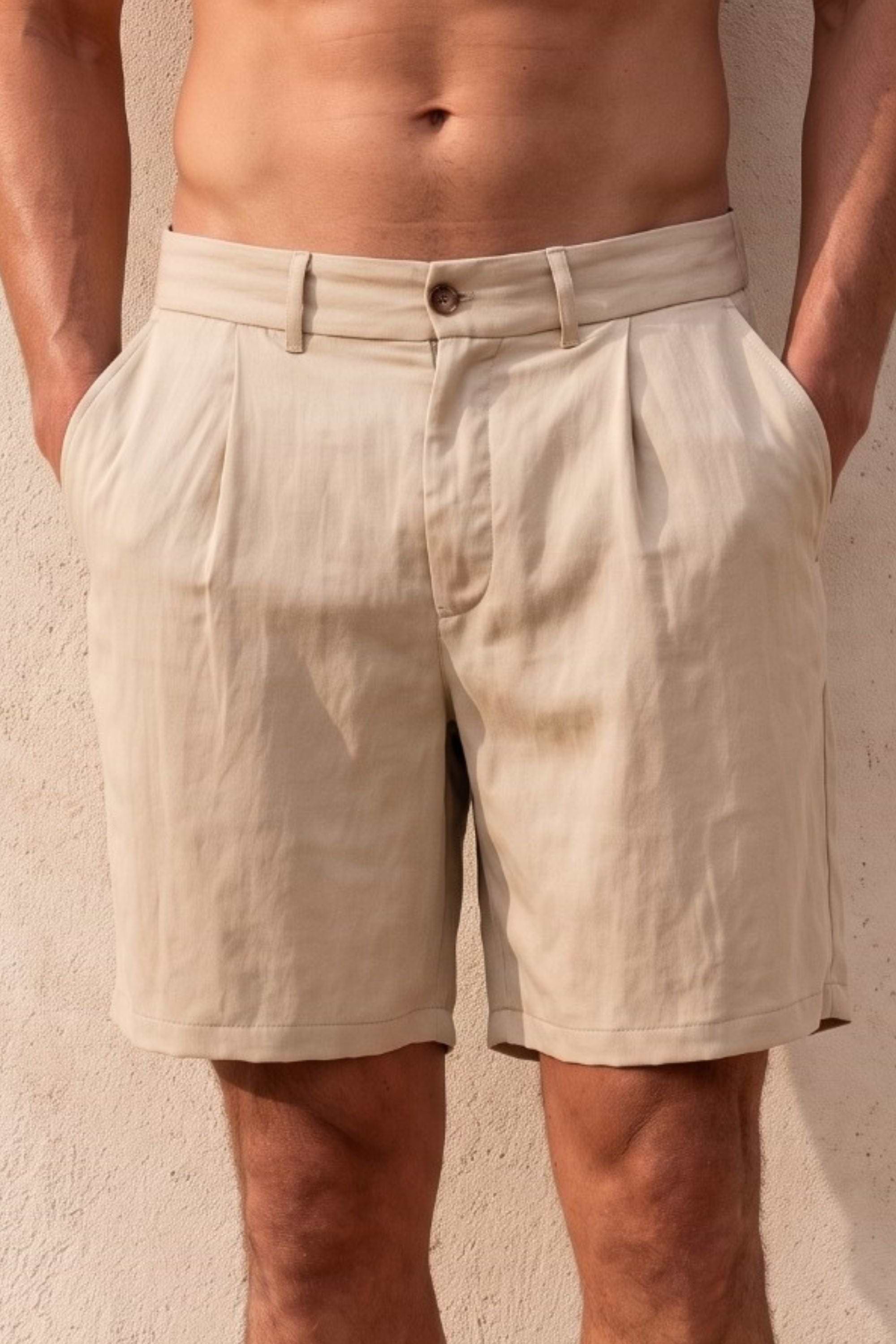 Caio Fluid Twill Short - Beige