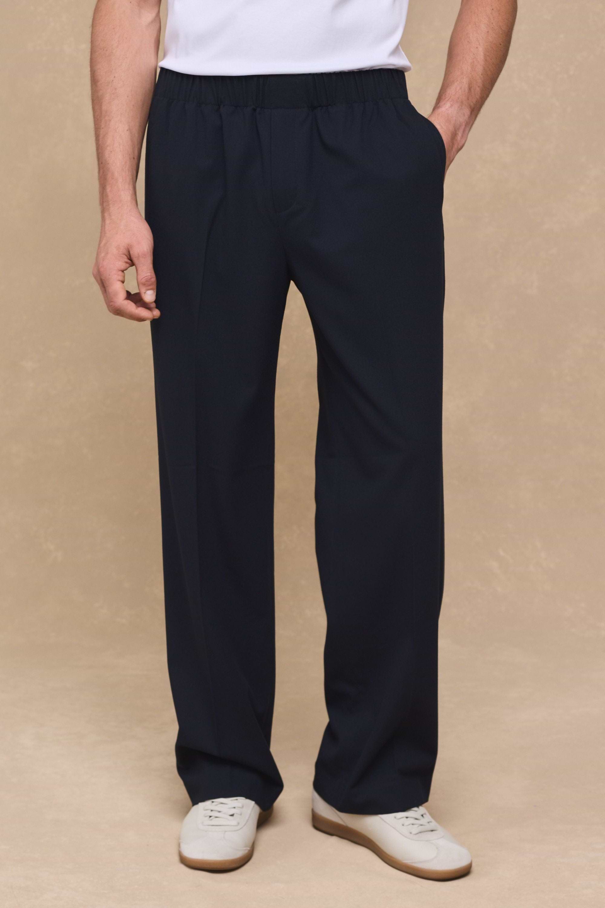 Johan Elasticated Waist Relaxed Fit Trouser - Dark Navy