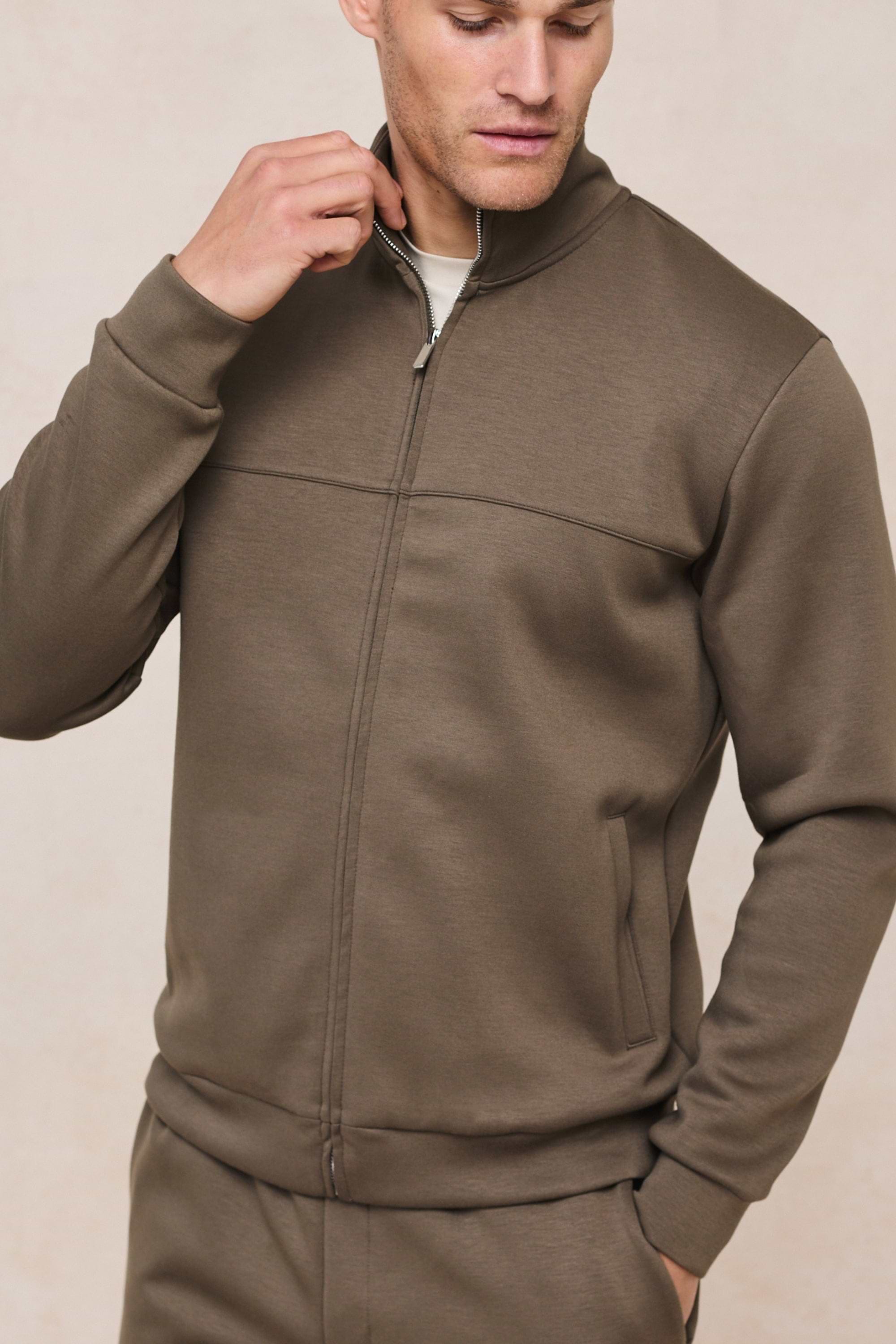Luxe Zip Through Jacket - Burnt Olive