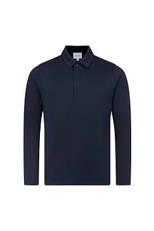 Santino Long Sleeve Half Button Polo - Dark Navy