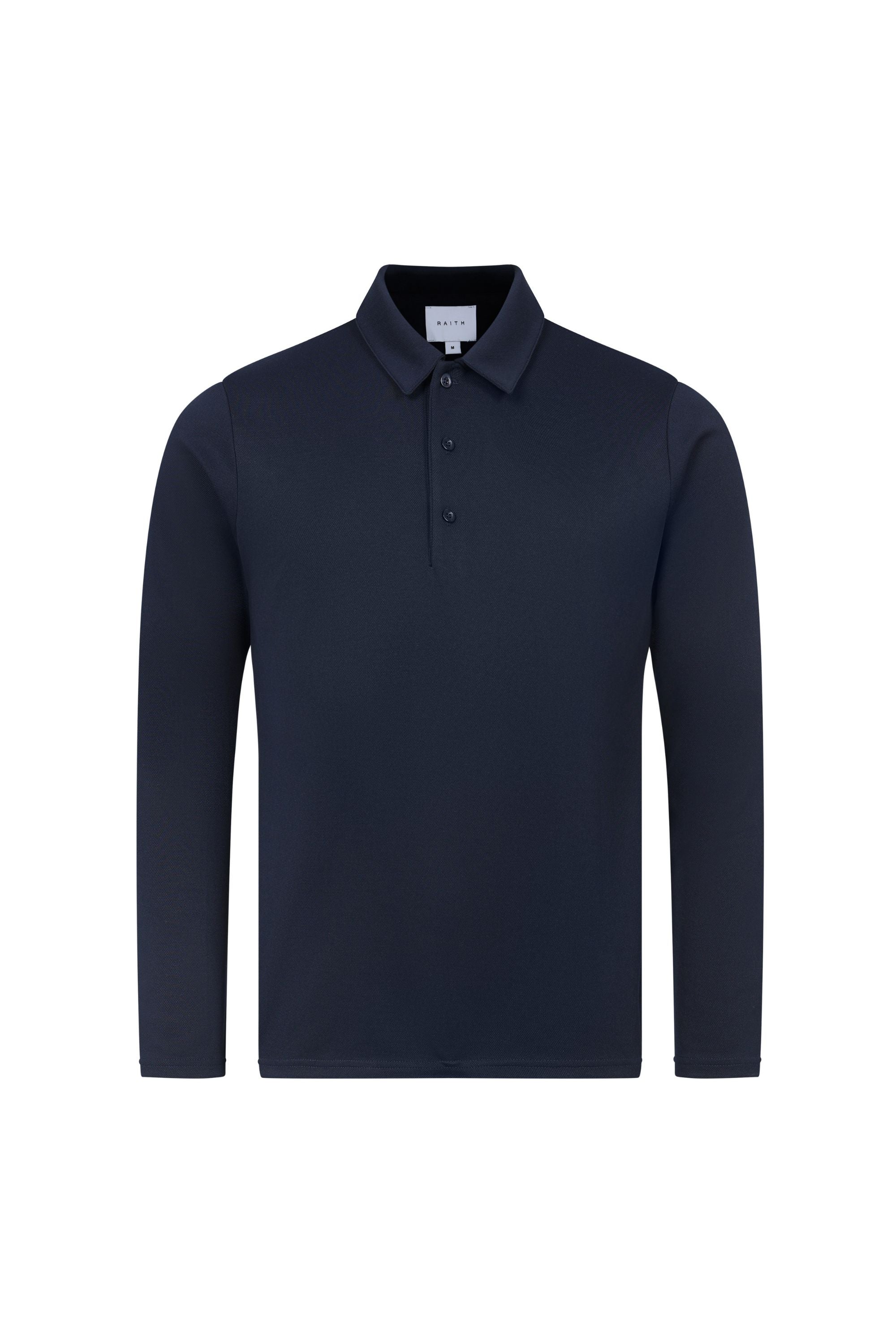 Santino Long Sleeve Half Button Polo - Dark Navy