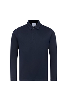 Santino Long Sleeve Half Button Polo - Dark Navy