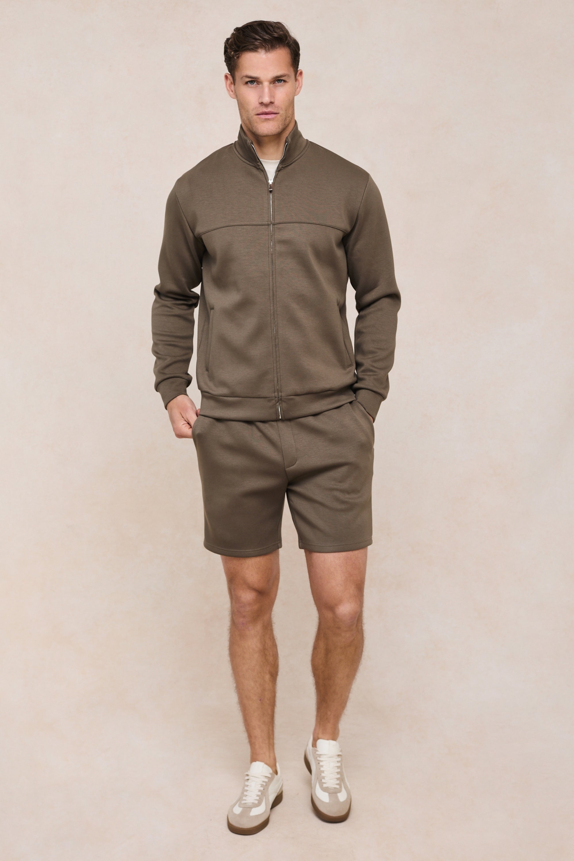 Luxe Zip Through Jacket - Burnt Olive