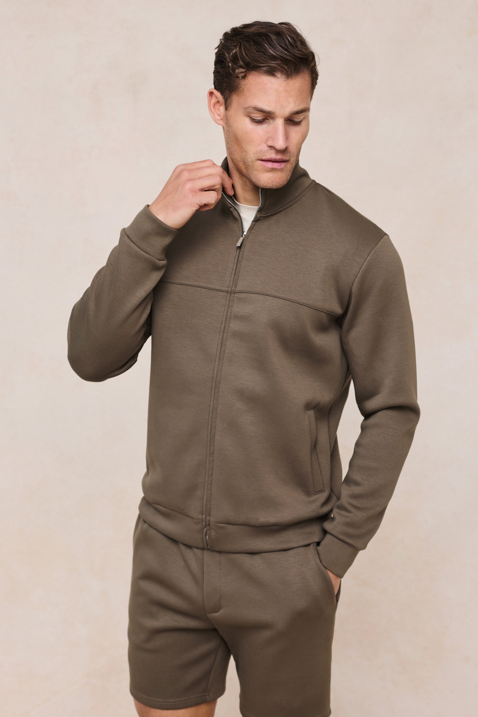 Luxe Zip Through Jacket - Burnt Olive