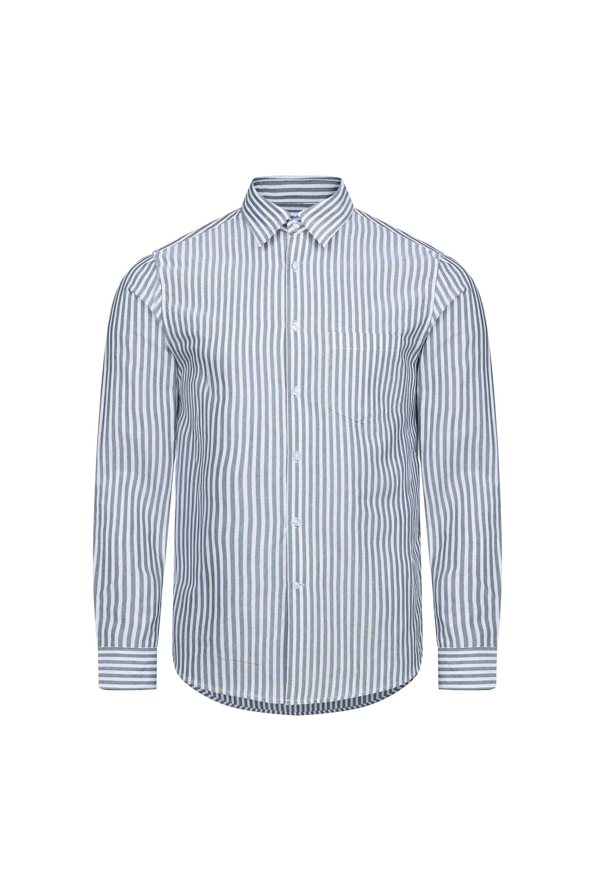 Abilo Striped Shirt - Khaki/Ecru