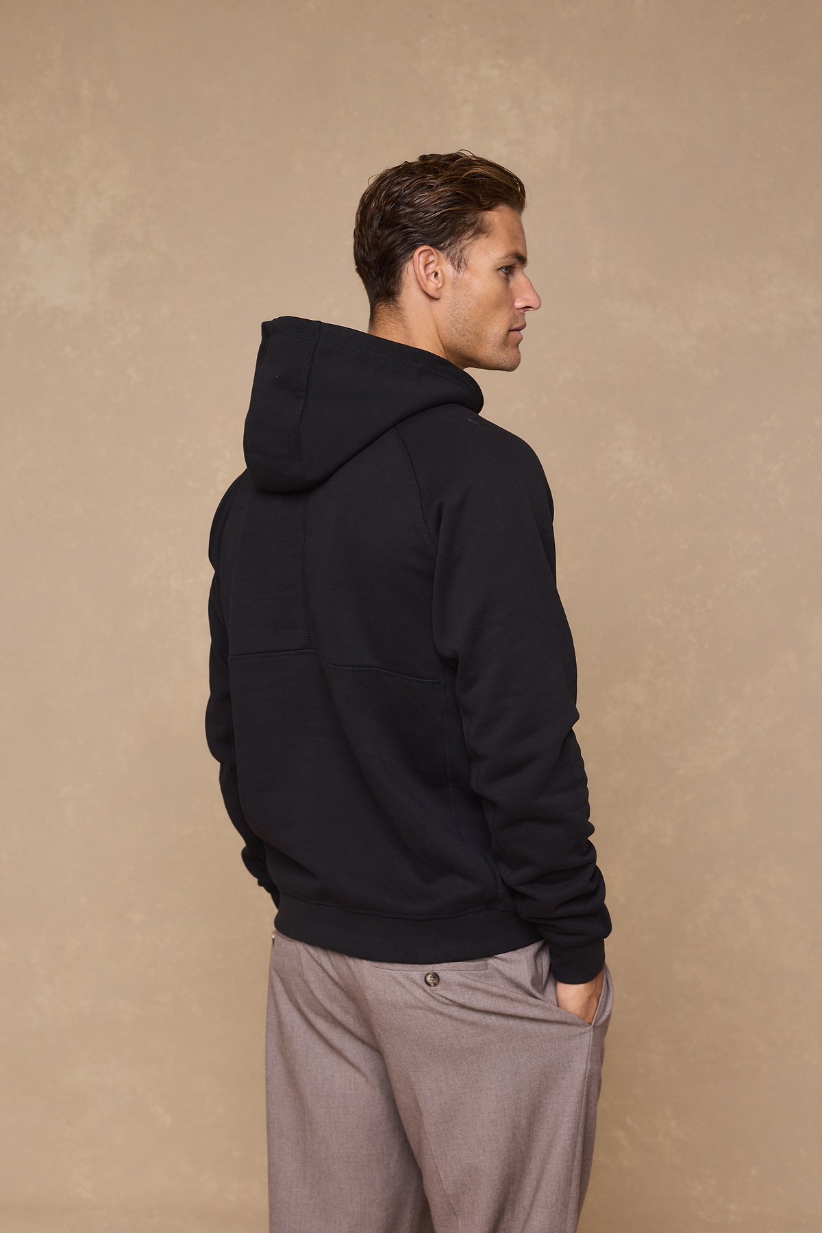 Axel Relaxed Panelled Hoodie - Black