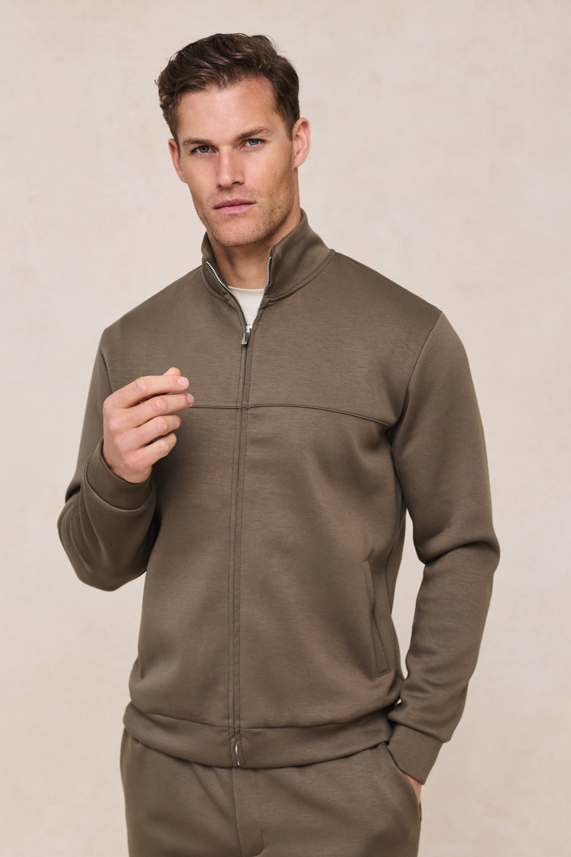 Luxe Zip Through Jacket - Burnt Olive