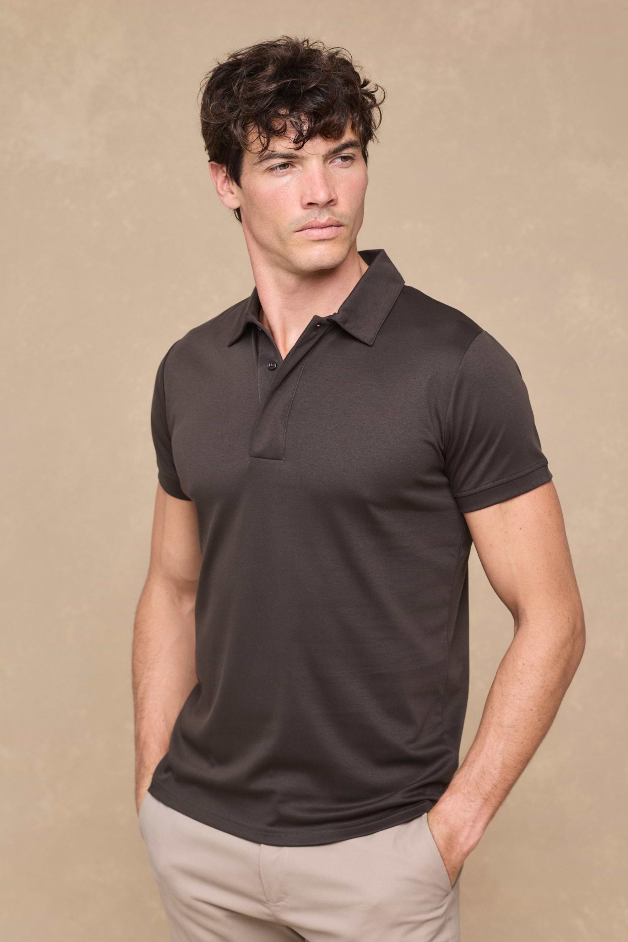 Santi Mercerised Polo Shirt - Brown