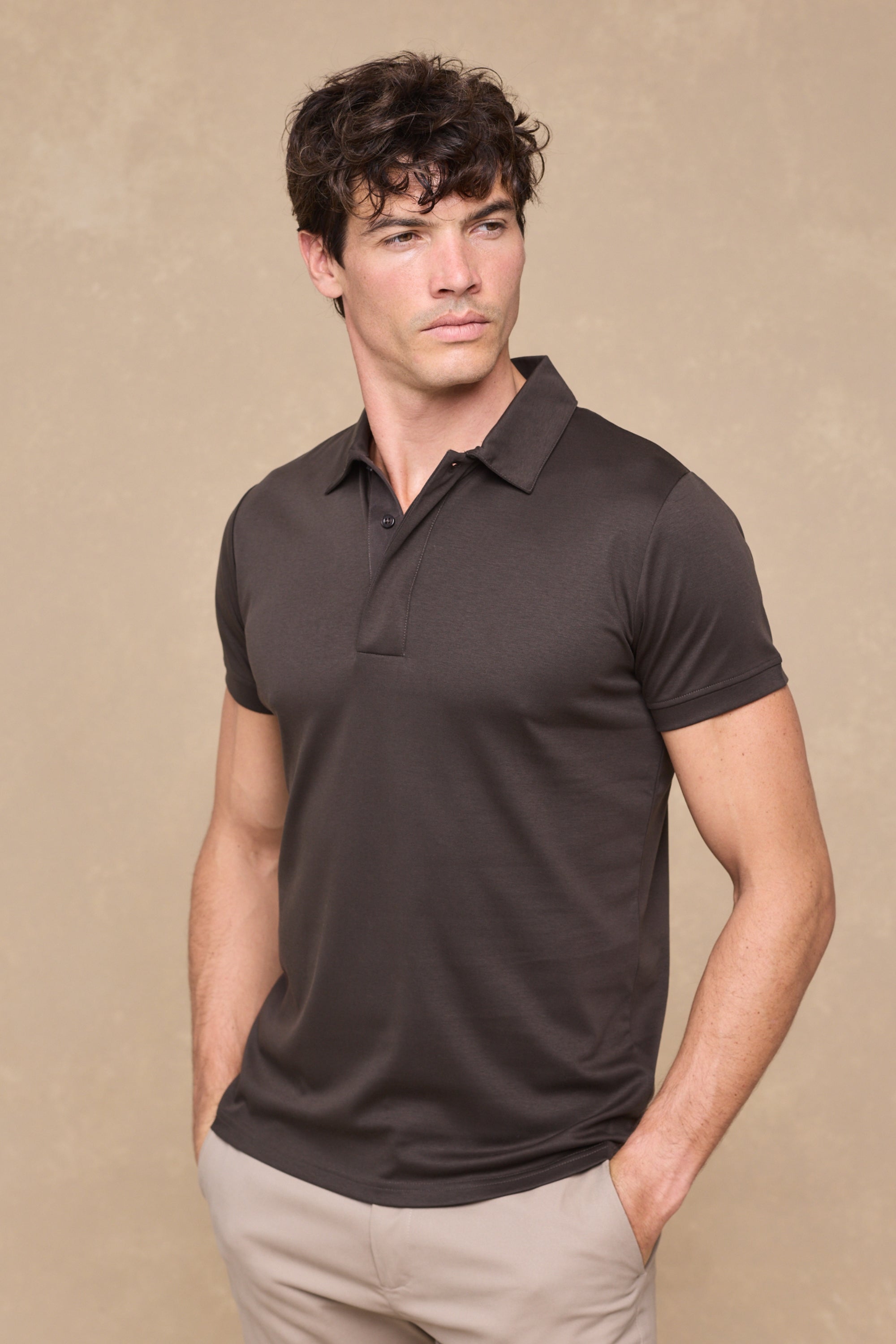 Santi Mercerised Polo Shirt - Brown
