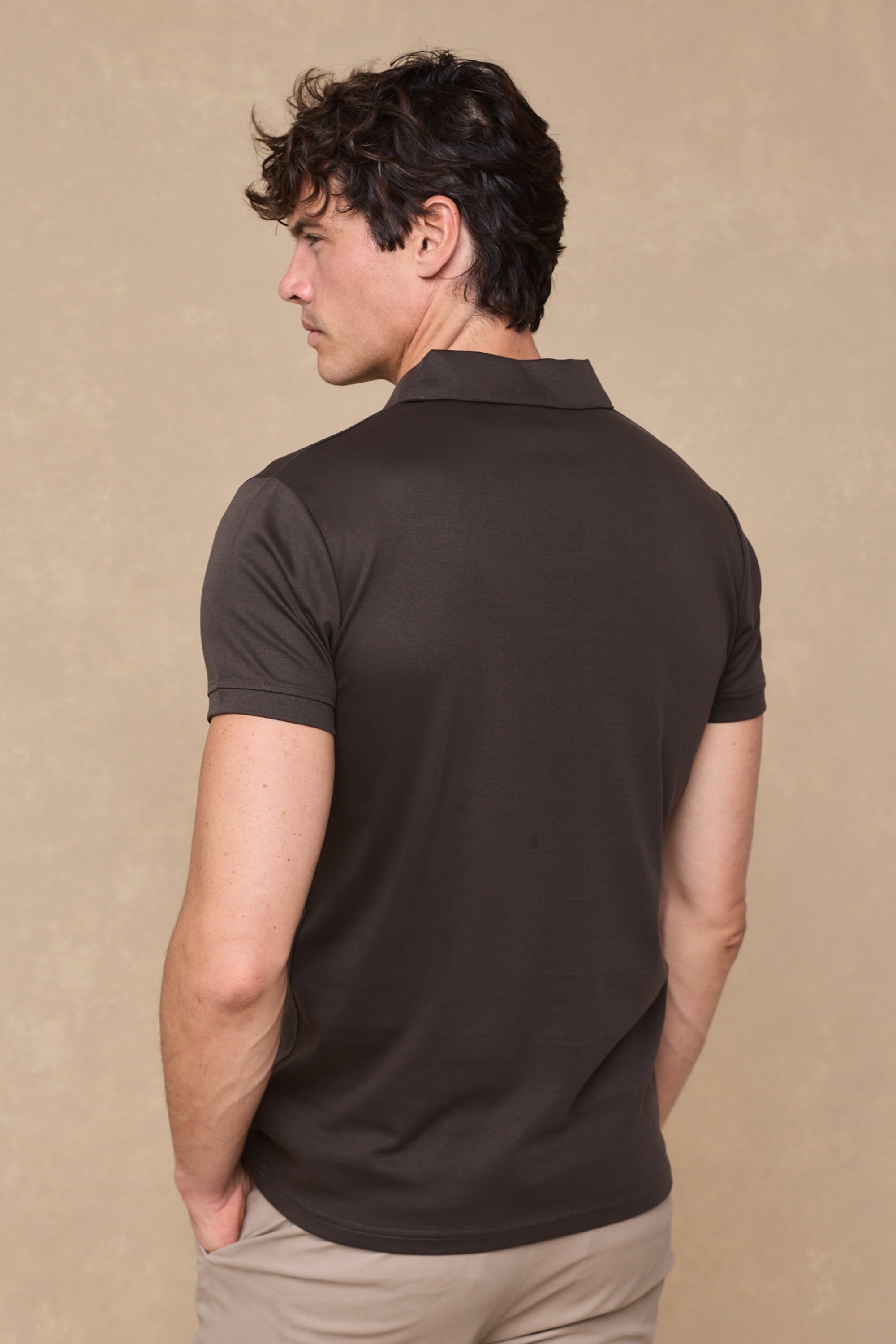 Santi Mercerised Polo Shirt - Brown