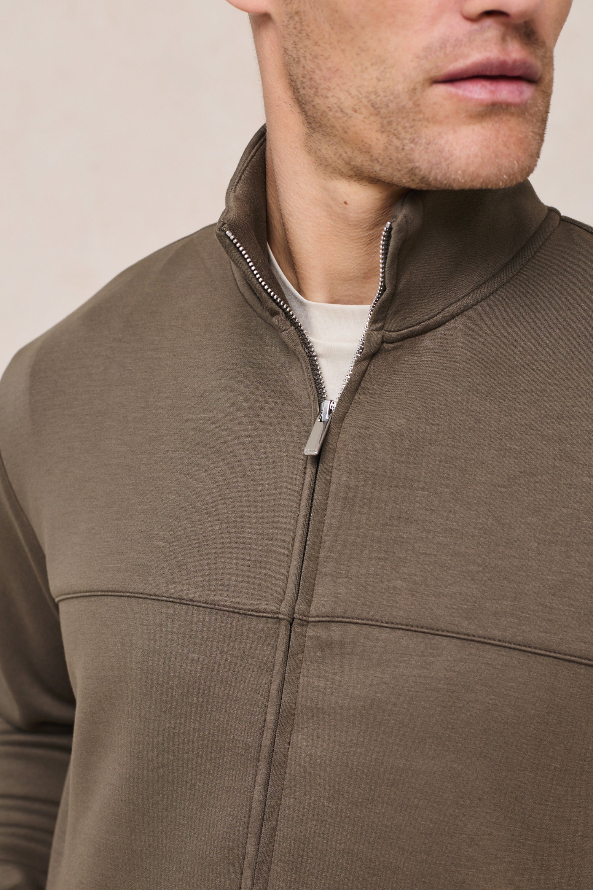 Luxe Zip Through Jacket - Burnt Olive