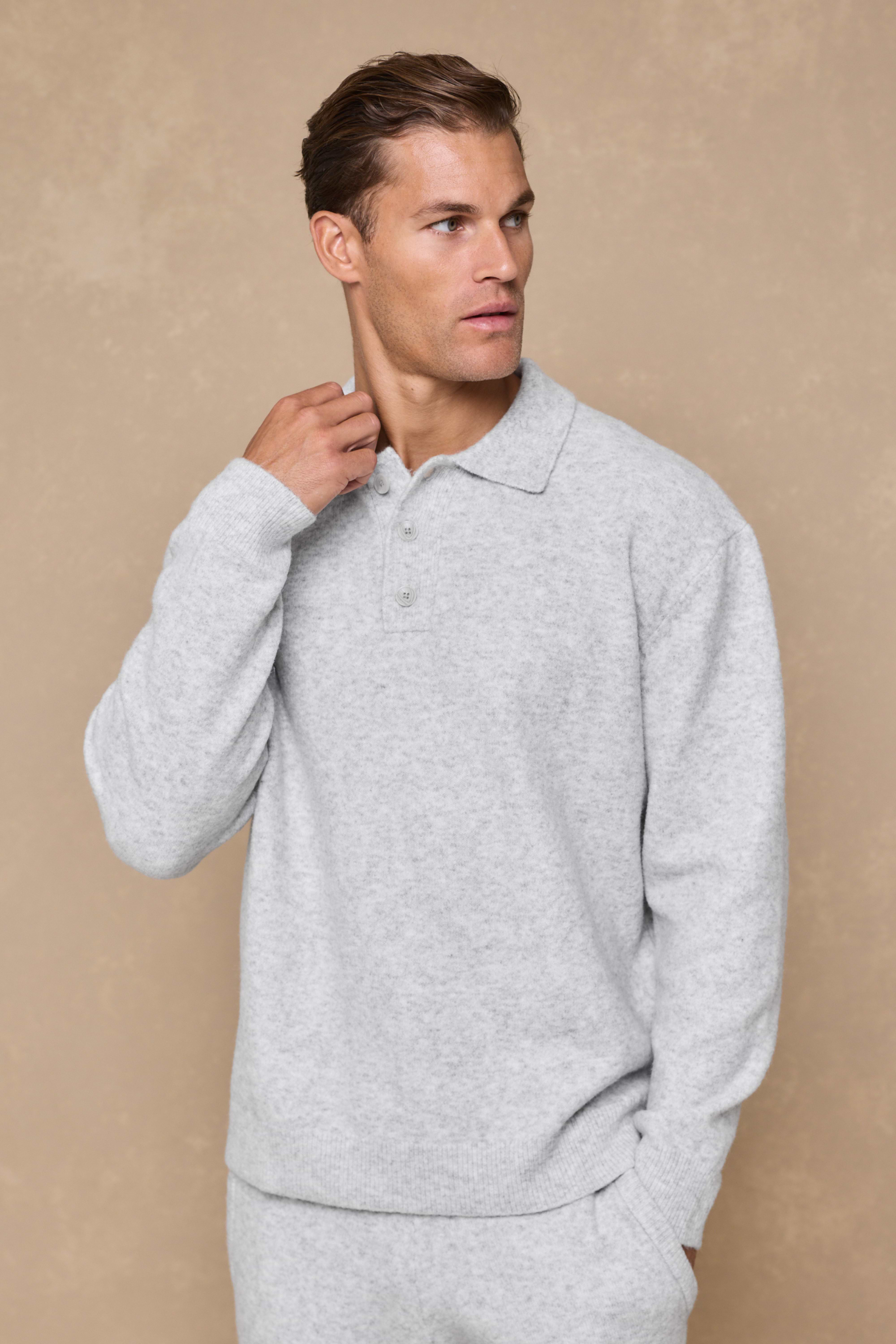 Otto Long Sleeve Polo - Grey Marl