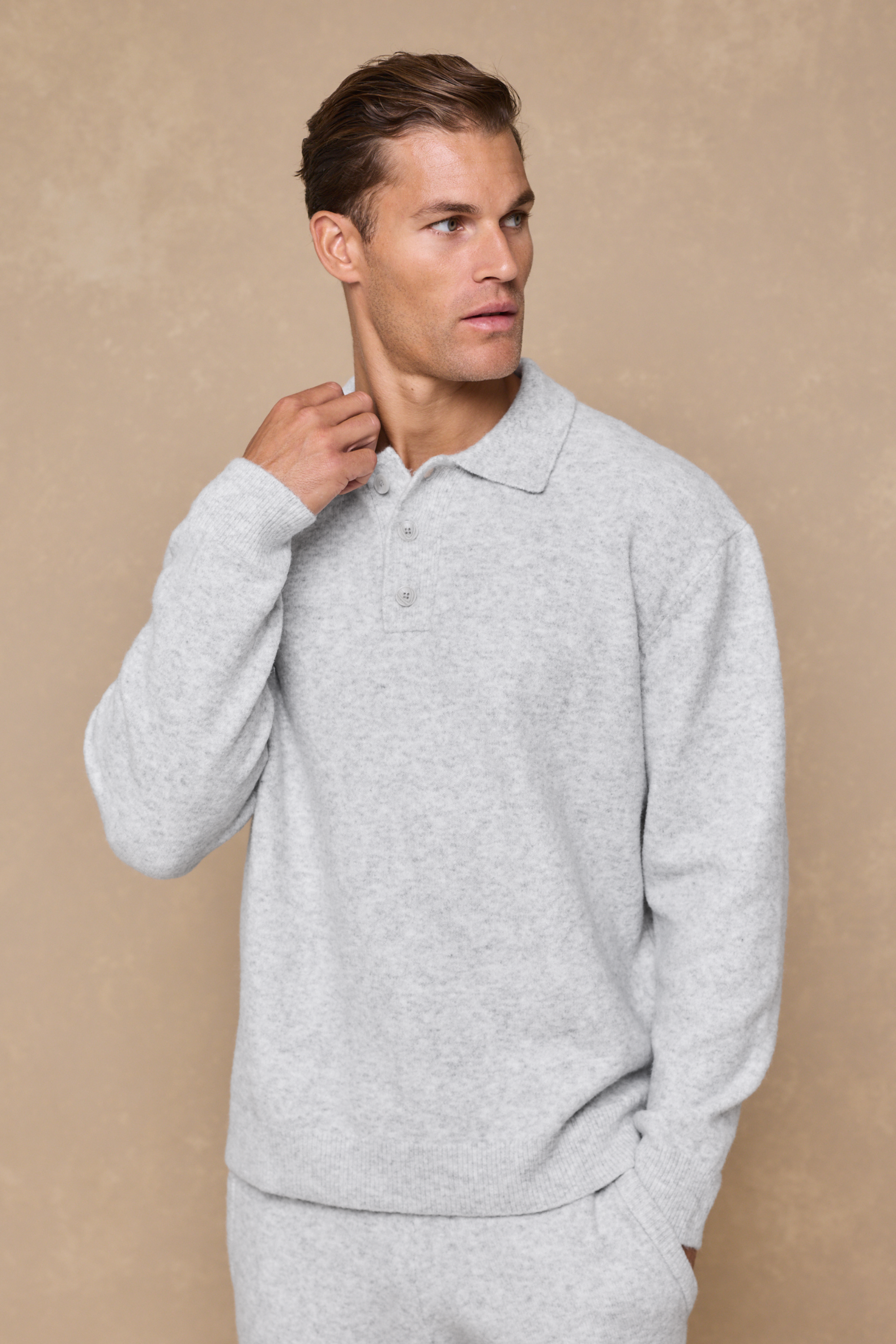 Otto Long Sleeve Polo - Grey Marl
