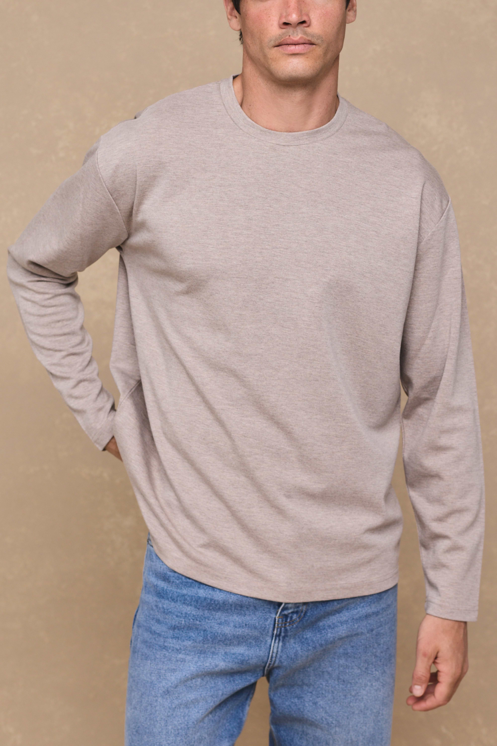 Long Sleeve Relaxed T-Shirt - Oatmeal Marl