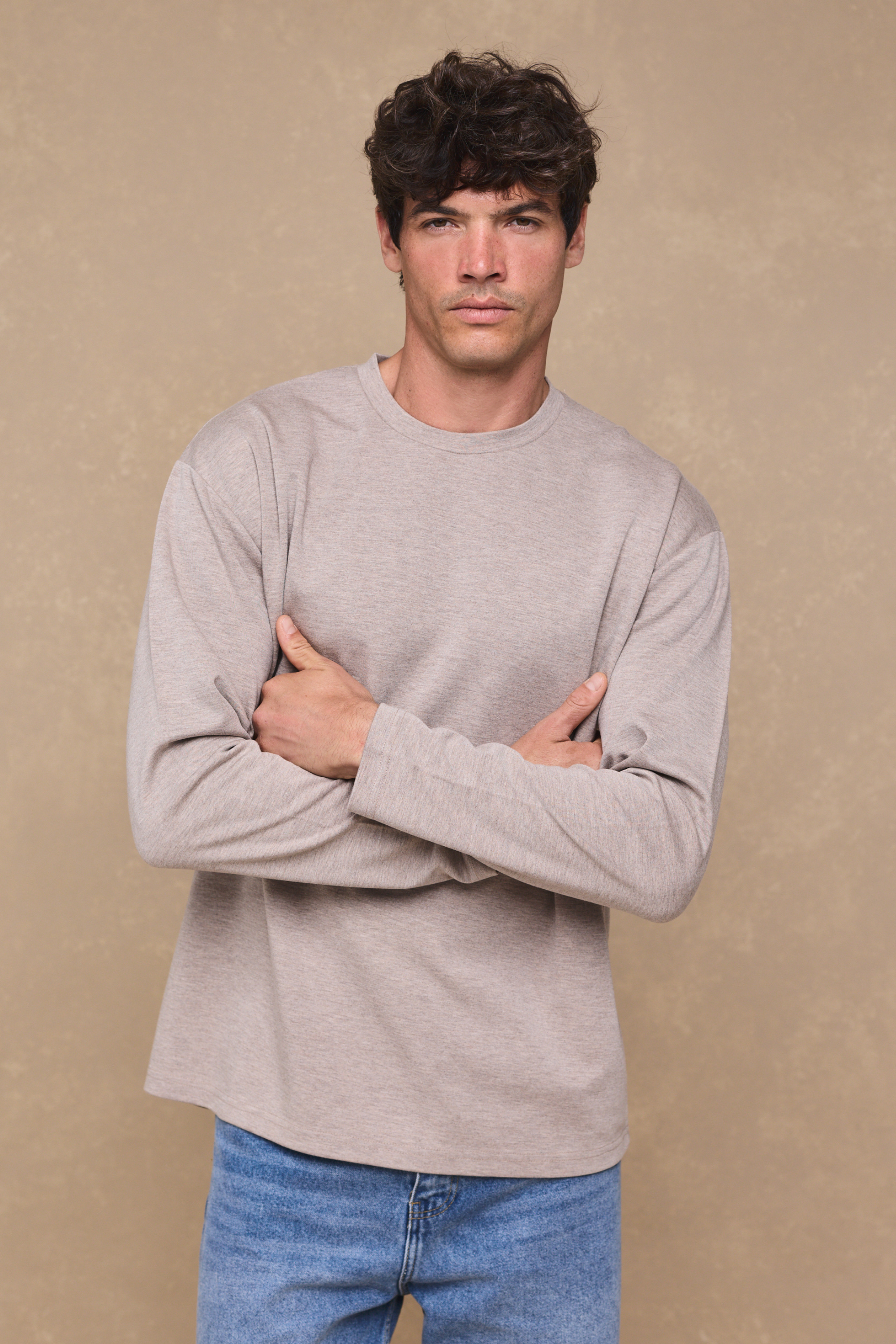 Long Sleeve Relaxed T-Shirt - Oatmeal Marl