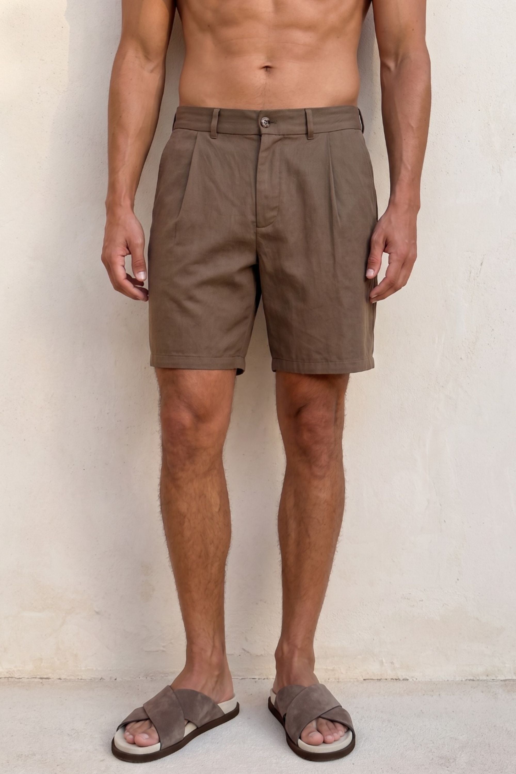 Caio Fluid Twill Short - Brown