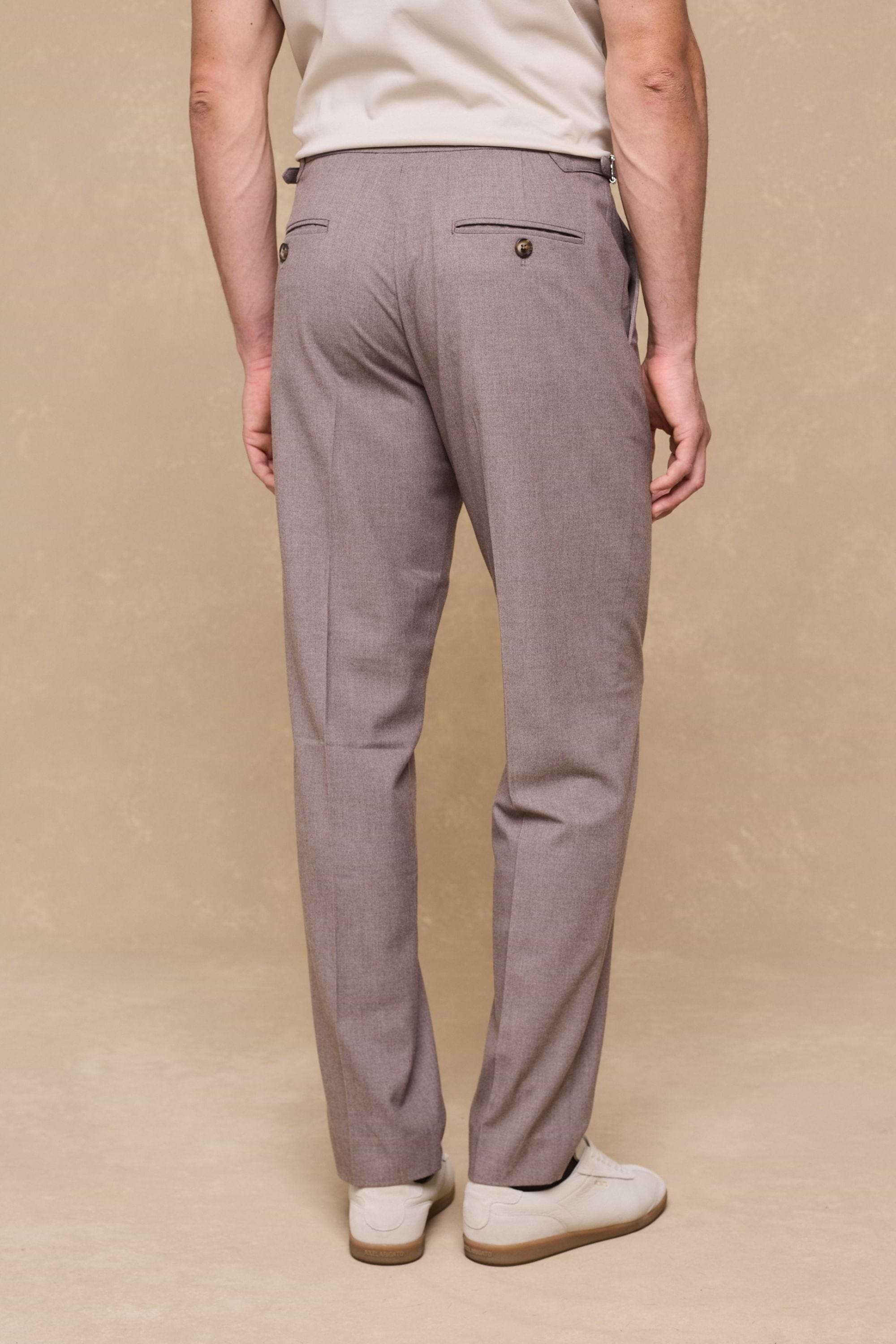 Tristan Soft Tailored Trousers With Adjusters - Taupe Marl