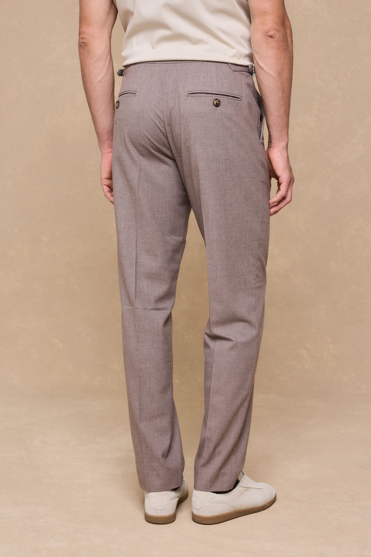 Tristan Soft Tailored Trousers With Adjusters - Taupe Marl