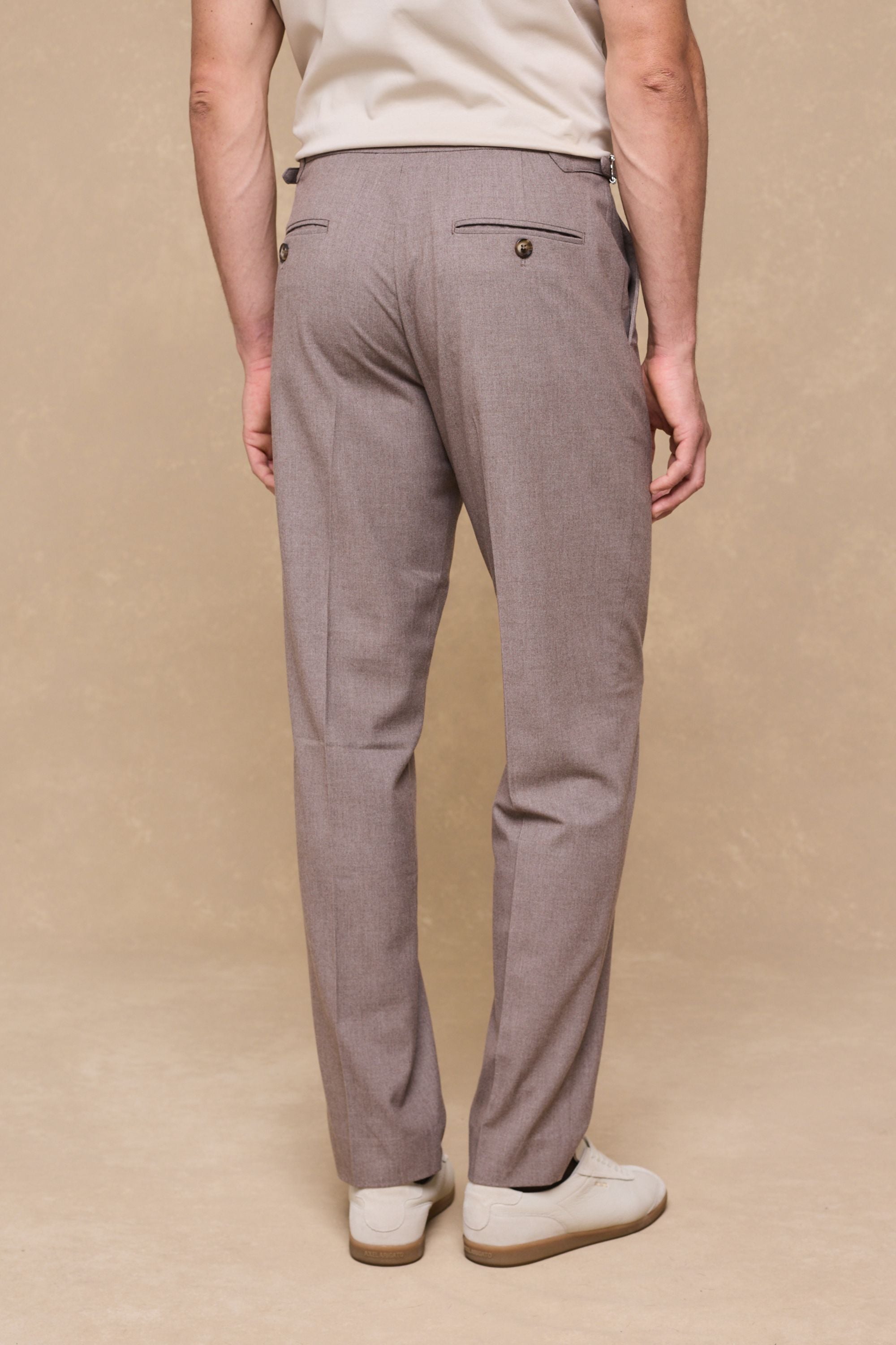Tristan Soft Tailored Trousers With Adjusters - Taupe Marl