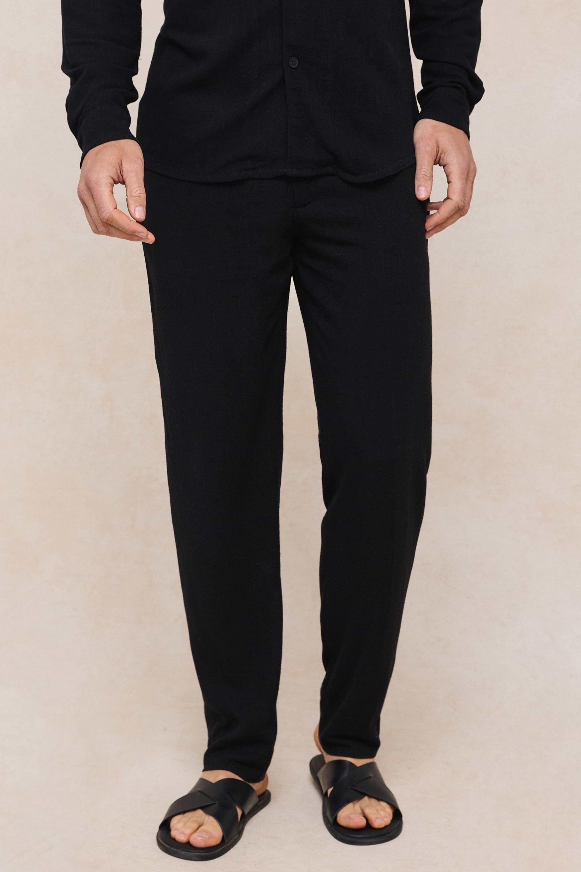 Cami Linen Straight Leg Trouser - Black