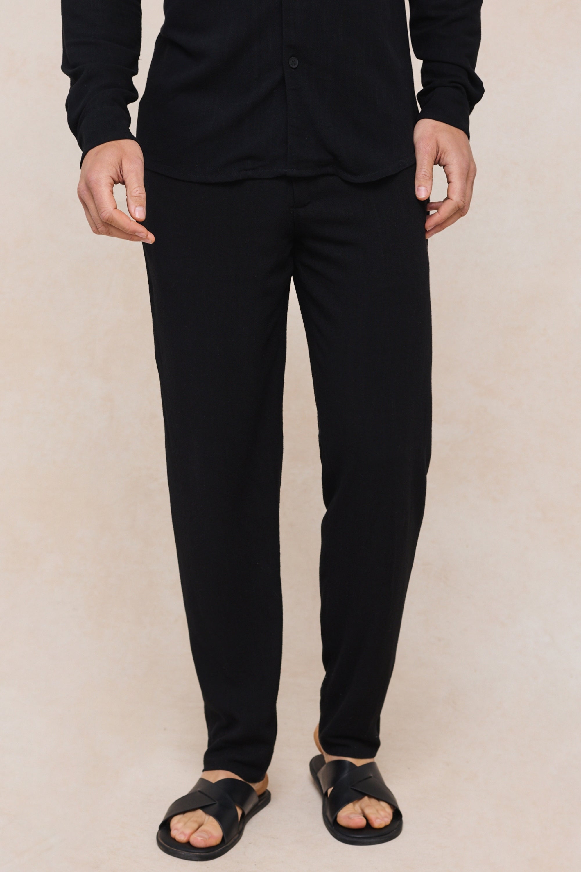 Cami Linen Straight Leg Trouser - Black