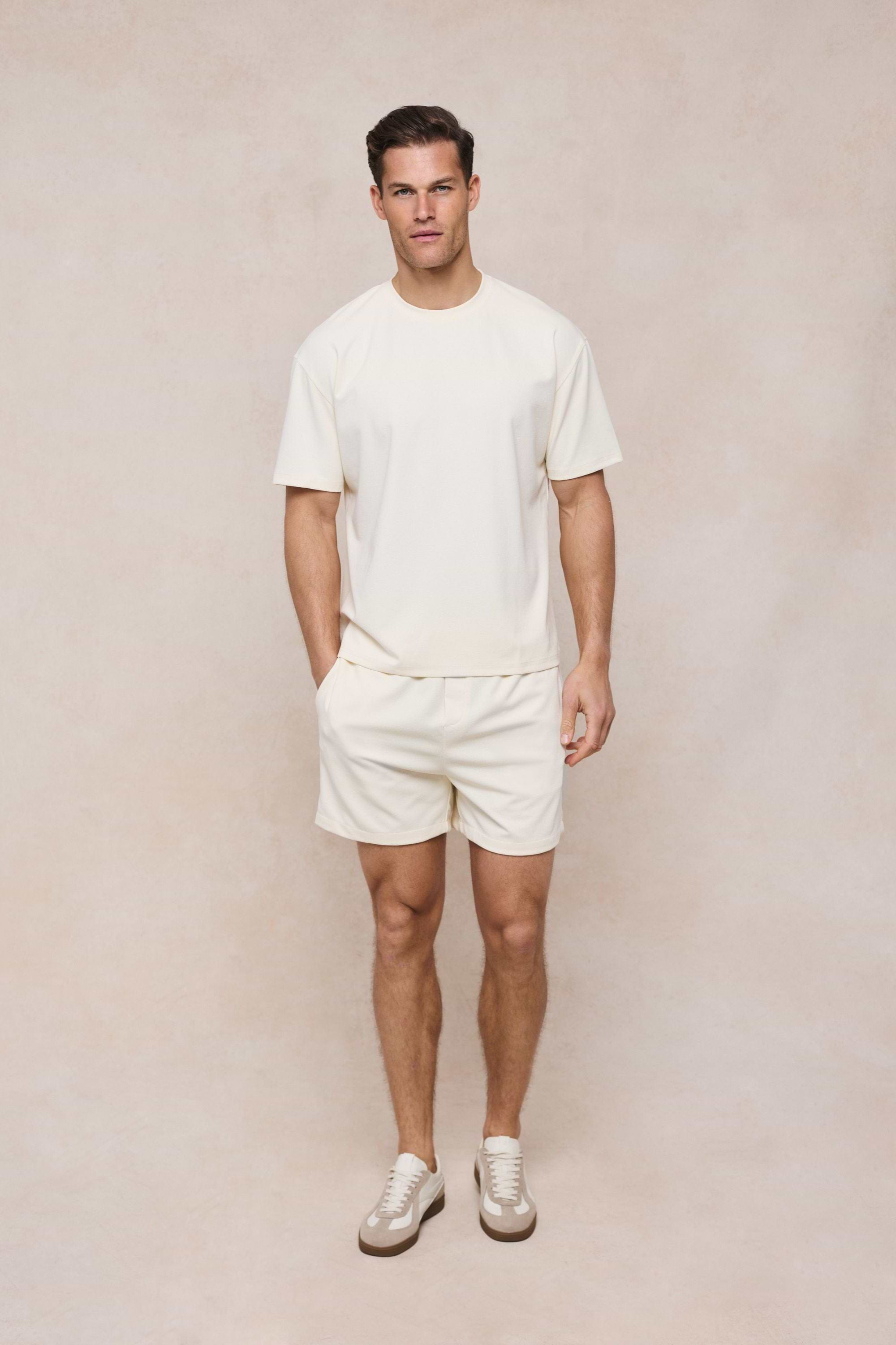 Tomas Crew Neck Crinkled Tshirt - Ecru