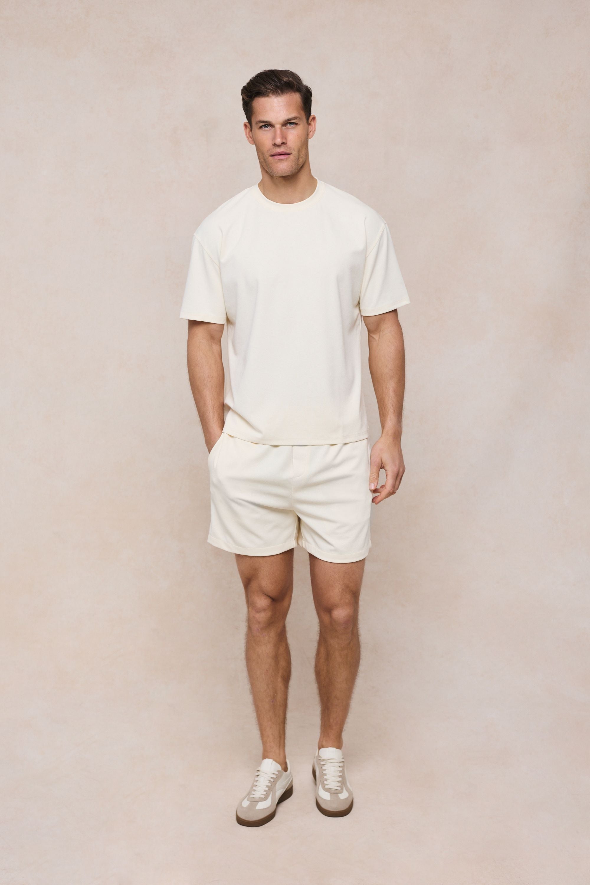 Tomas Crew Neck Crinkled Tshirt - Ecru