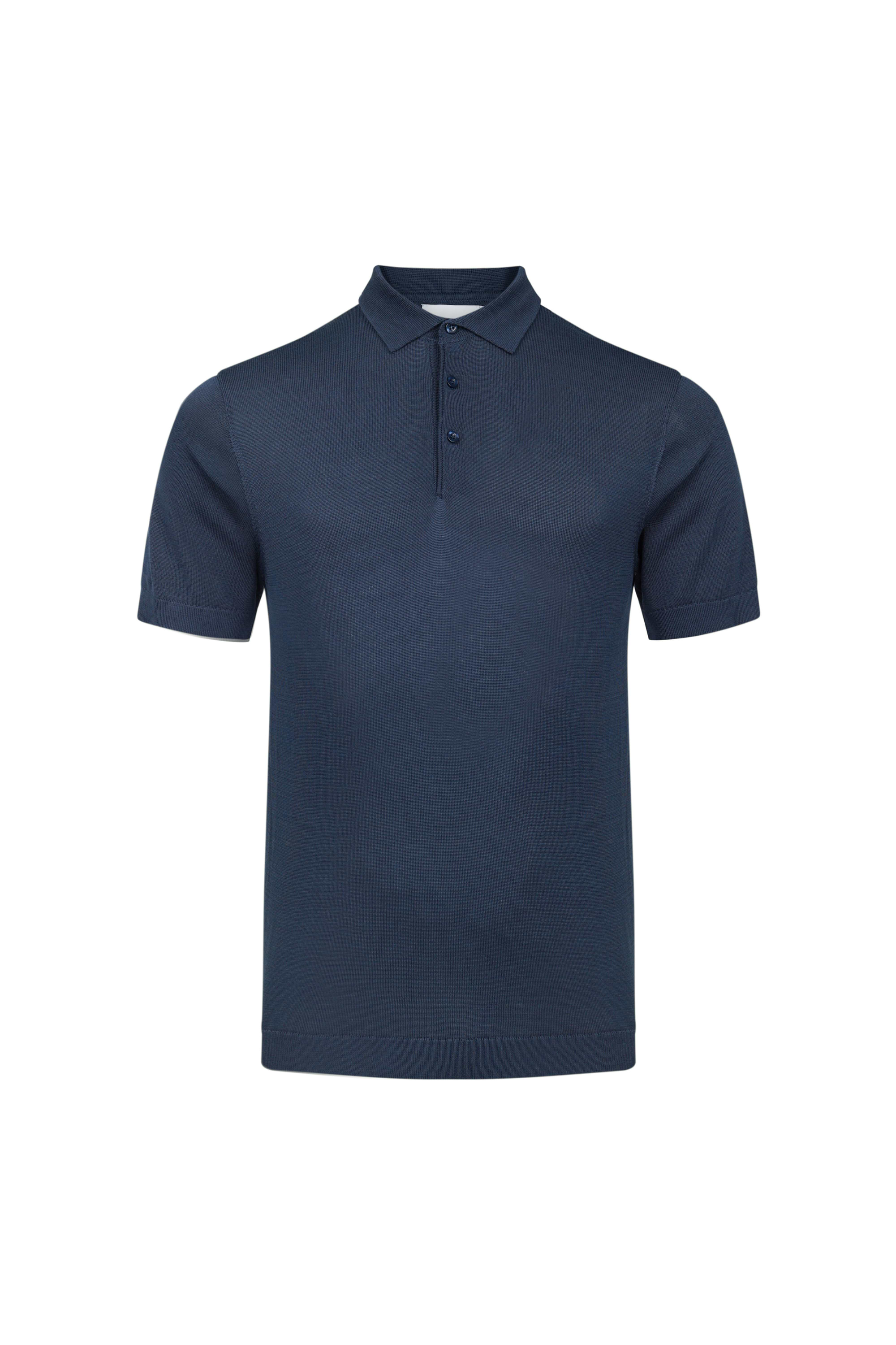 Pablo Half Placket Short Sleeve Knitted Polo - Navy