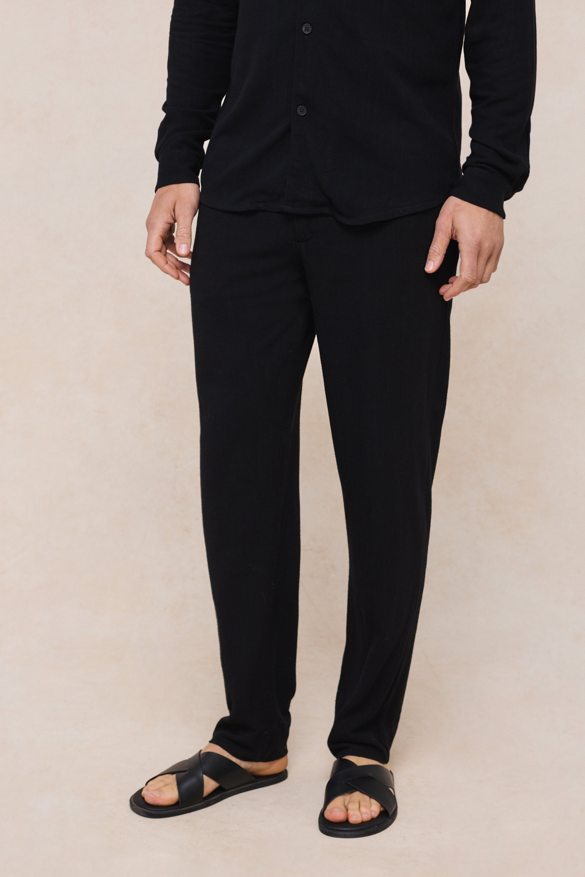 Cami Linen Straight Leg Trouser - Black