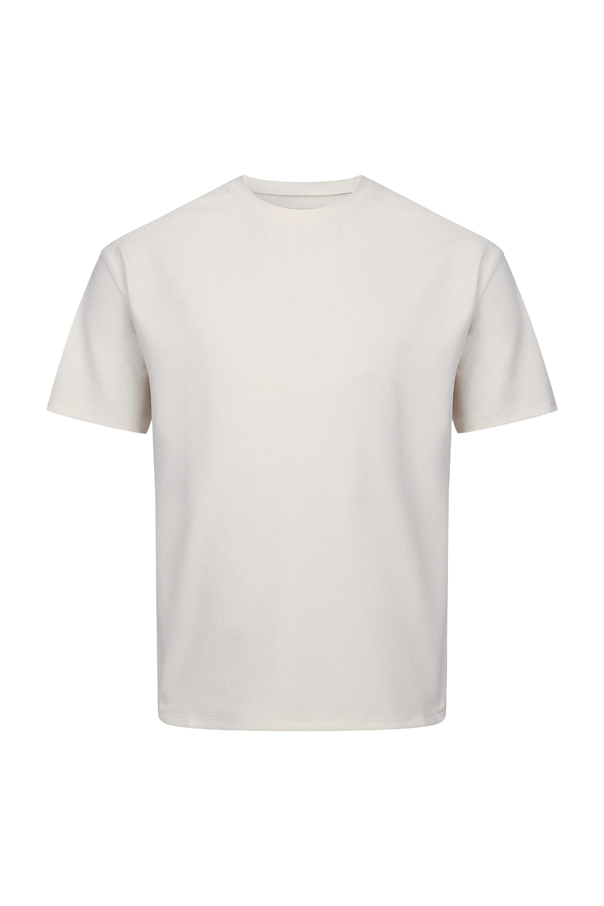 Tomas Crew Neck Textured T-Shirt - Ecru