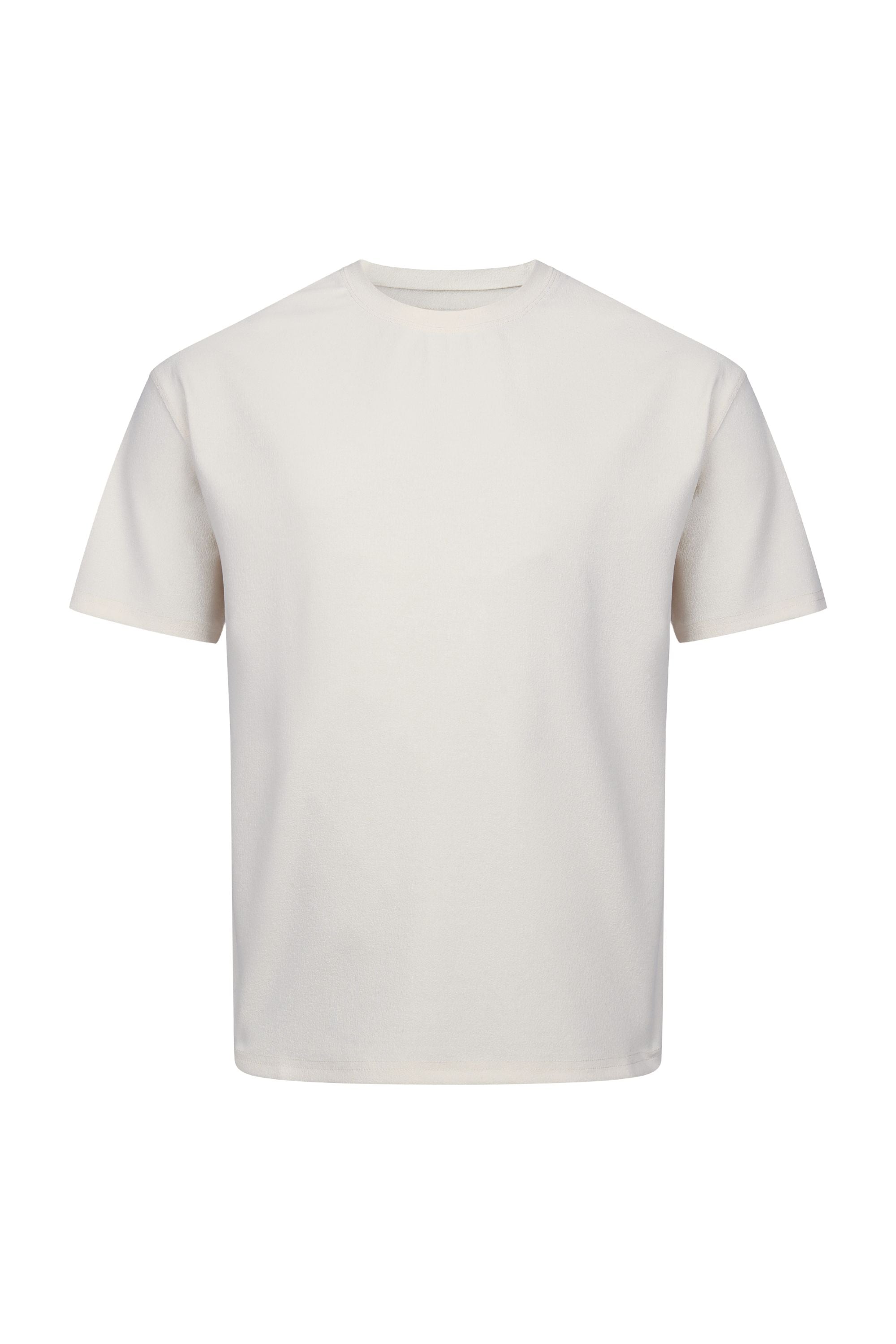 Tomas Crew Neck Crinkled Tshirt - Ecru