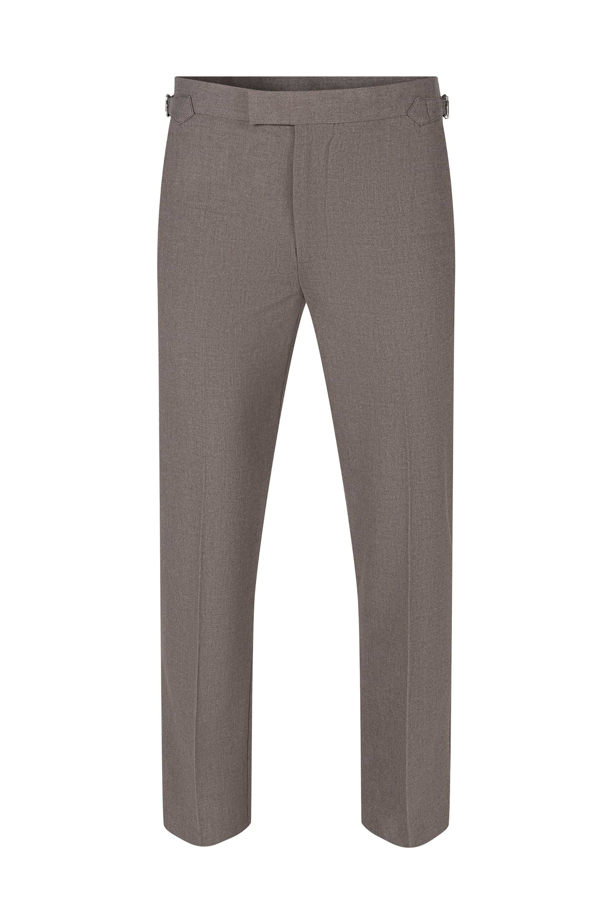Tristan Soft Tailored Trousers With Adjusters - Taupe Marl