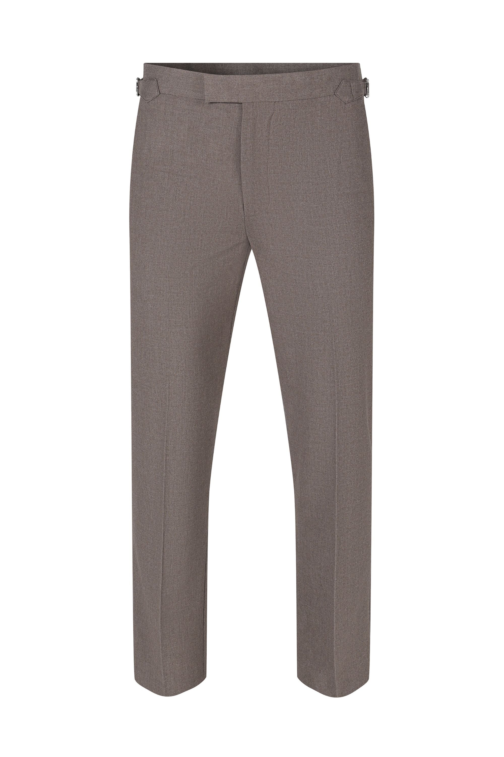 Tristan Soft Tailored Trousers With Adjusters - Taupe Marl