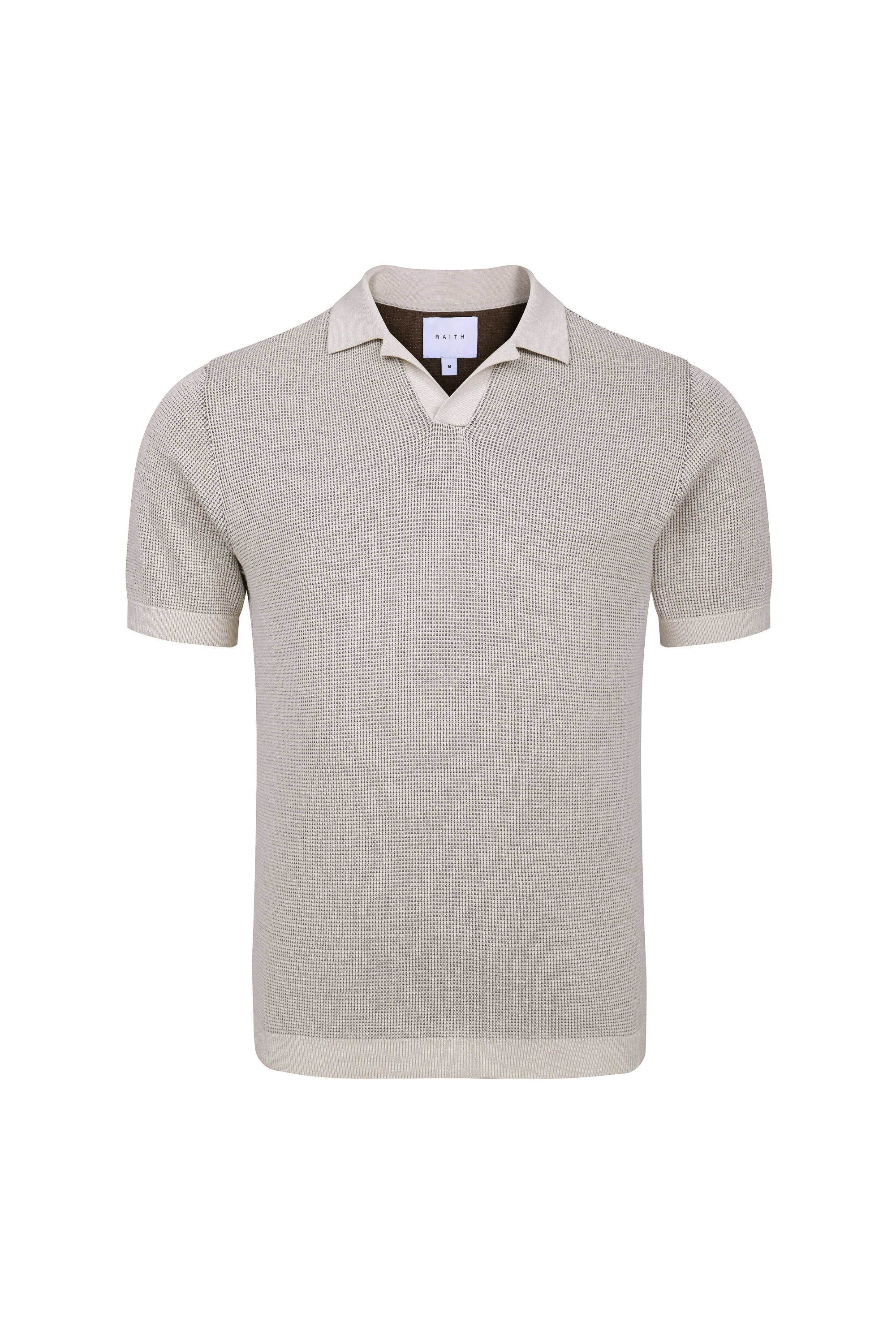 Oscar Two Tone Double Knit Polo Shirt - Neutral