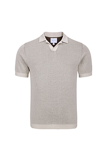 Oscar Two Tone Double Knit Polo Shirt - Neutral