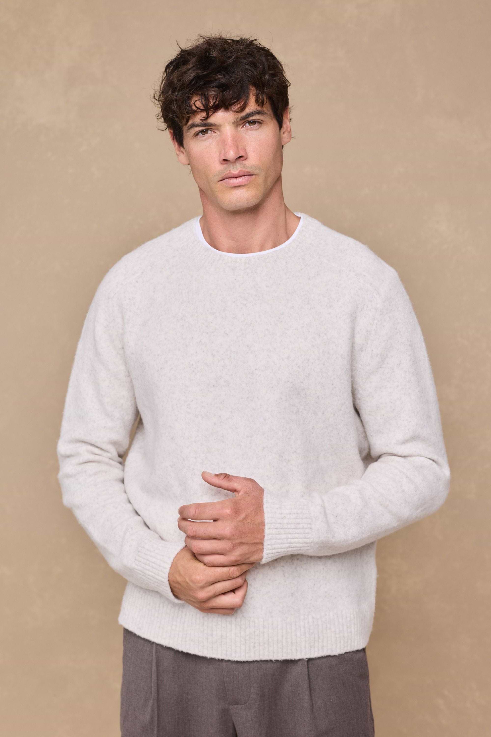 Mikkel Speckled Crew Neck Jumper - Oatmeal