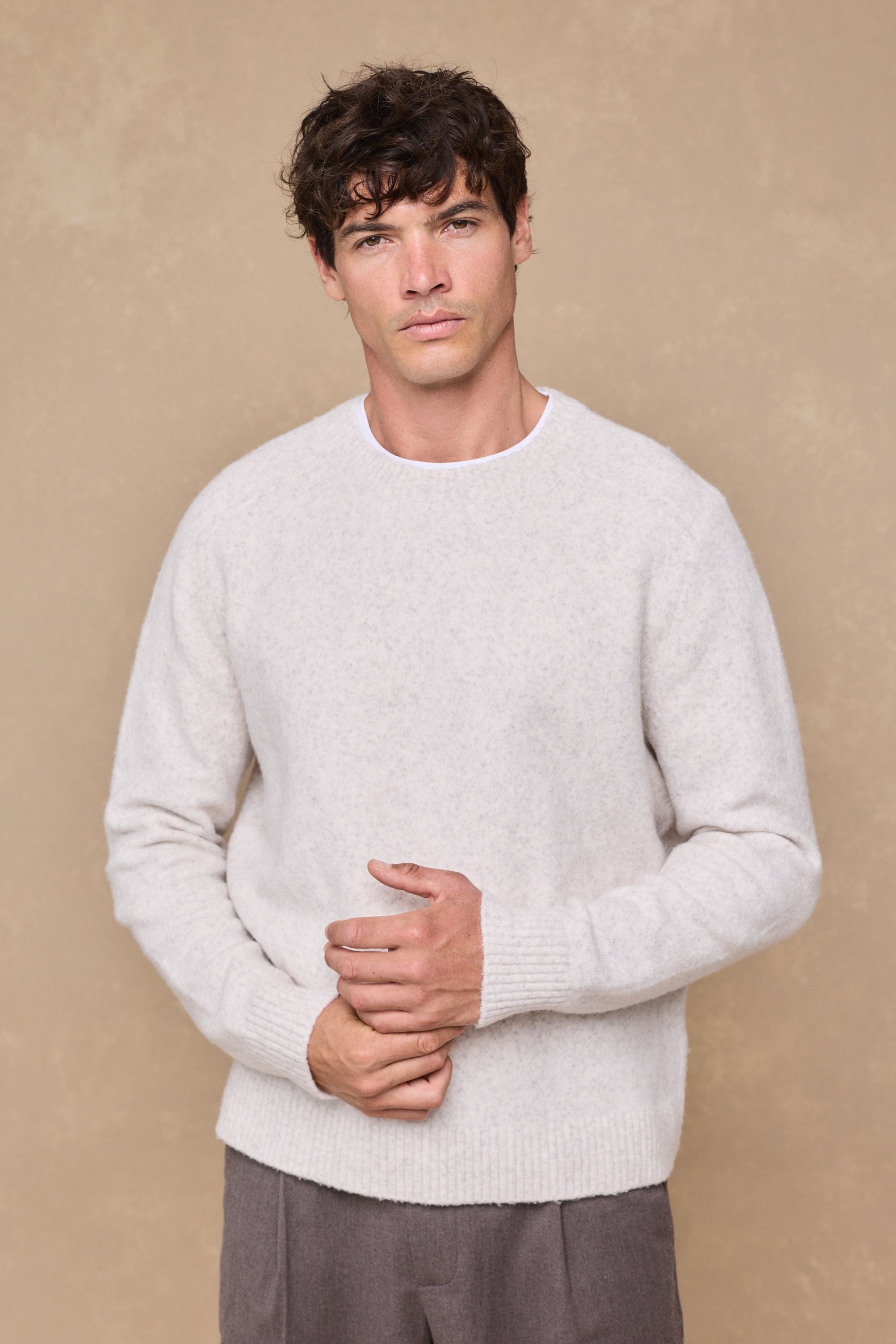 Mikkel Speckled Crew Neck Jumper - Oatmeal