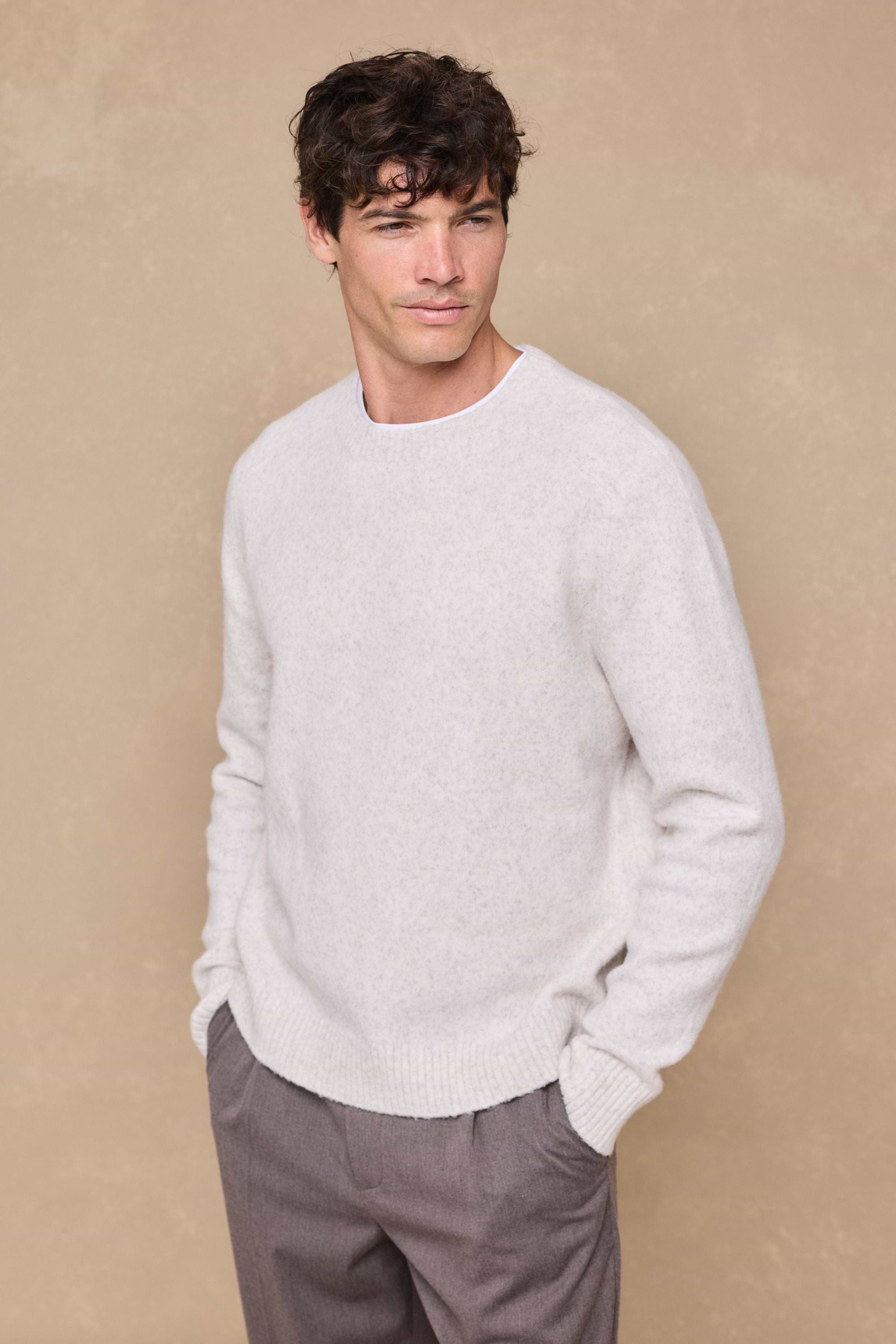 Mikkel Speckled Crew Neck Jumper - Oatmeal