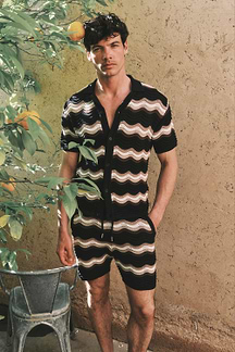 Primavera Häkelstrick-Shorts - Schwarz/Braun