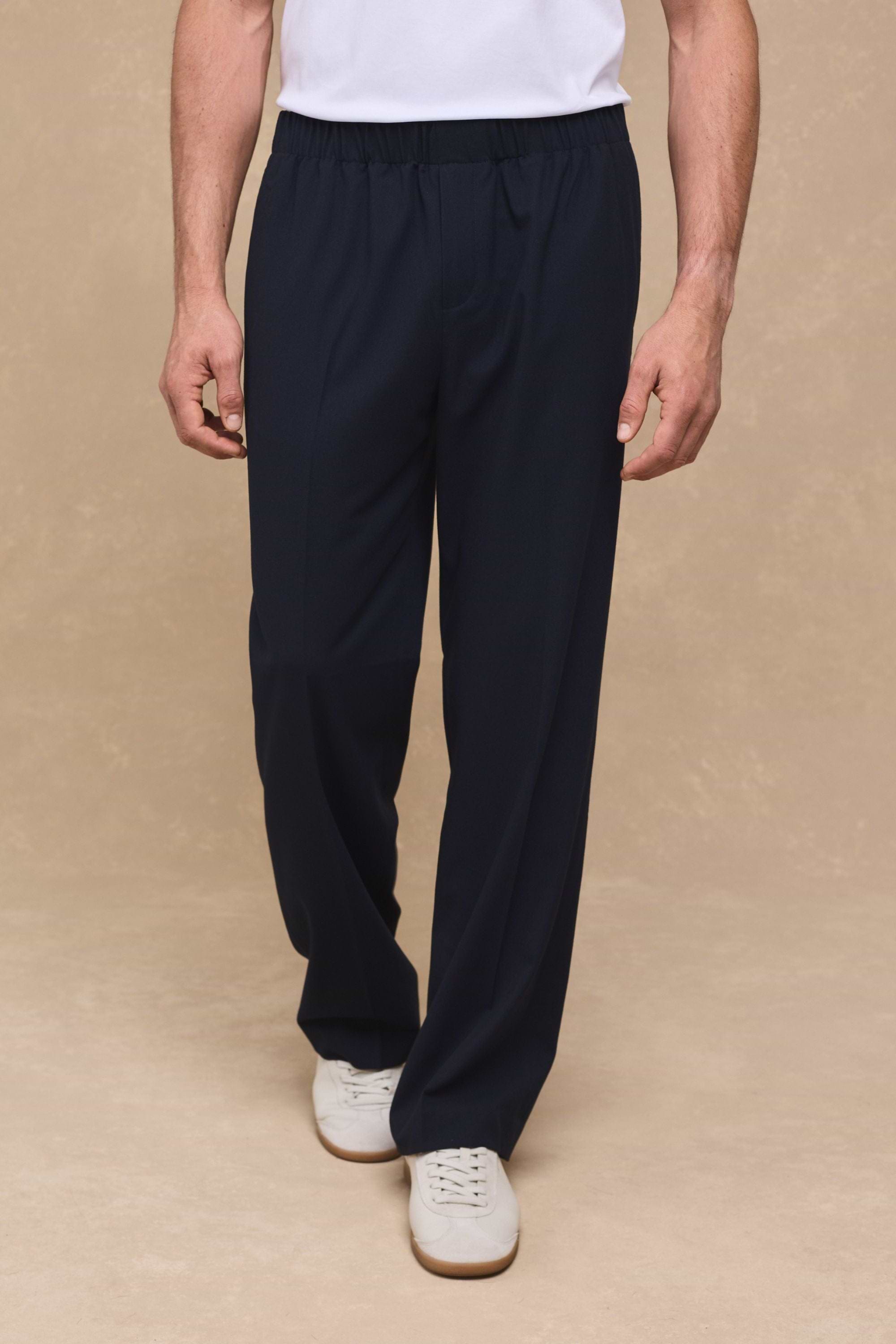Johan Elasticated Waist Relaxed Fit Trouser - Dark Navy