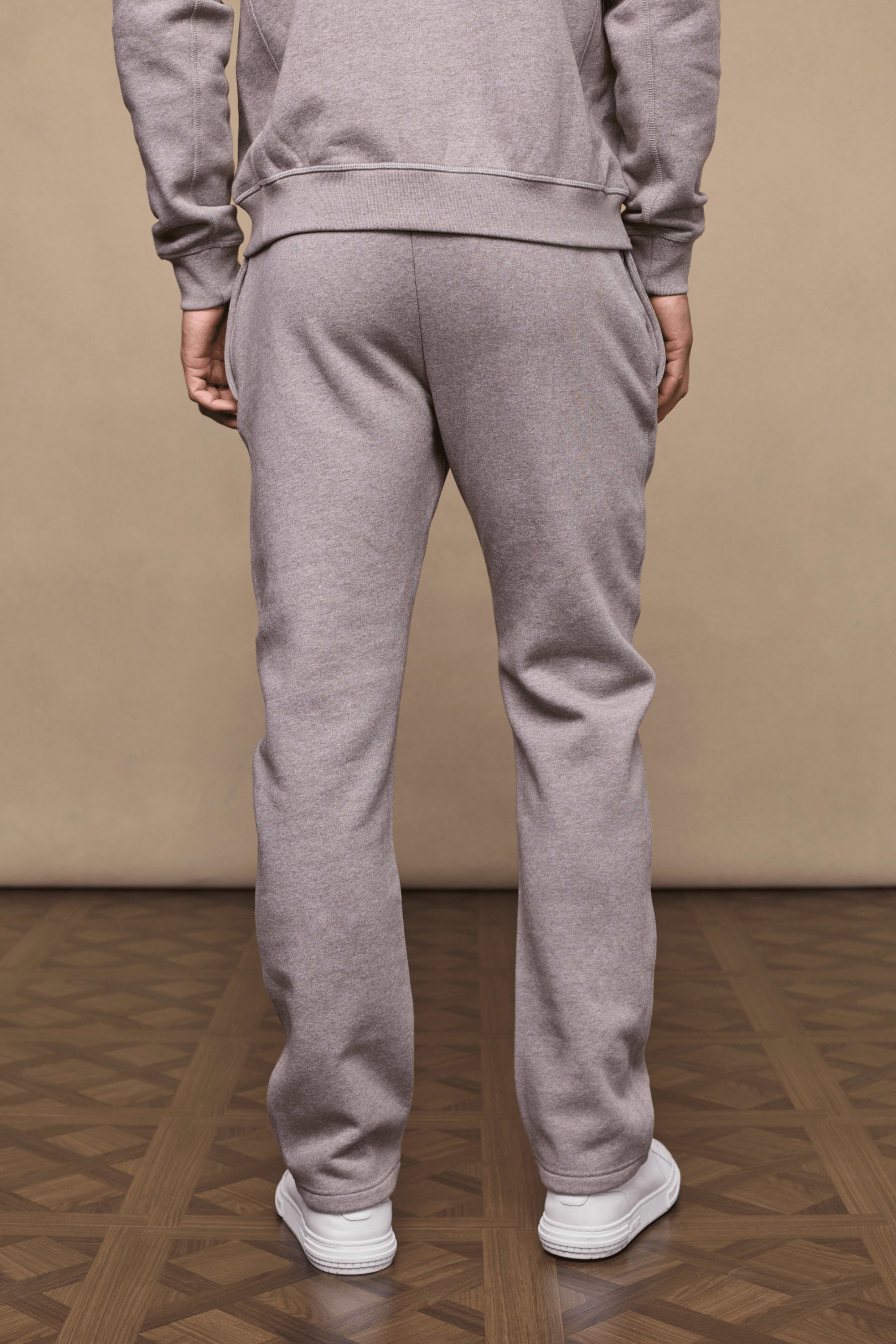 Men’s heavyweight cotton blend joggers in brown marl with straight leg fit by Raith