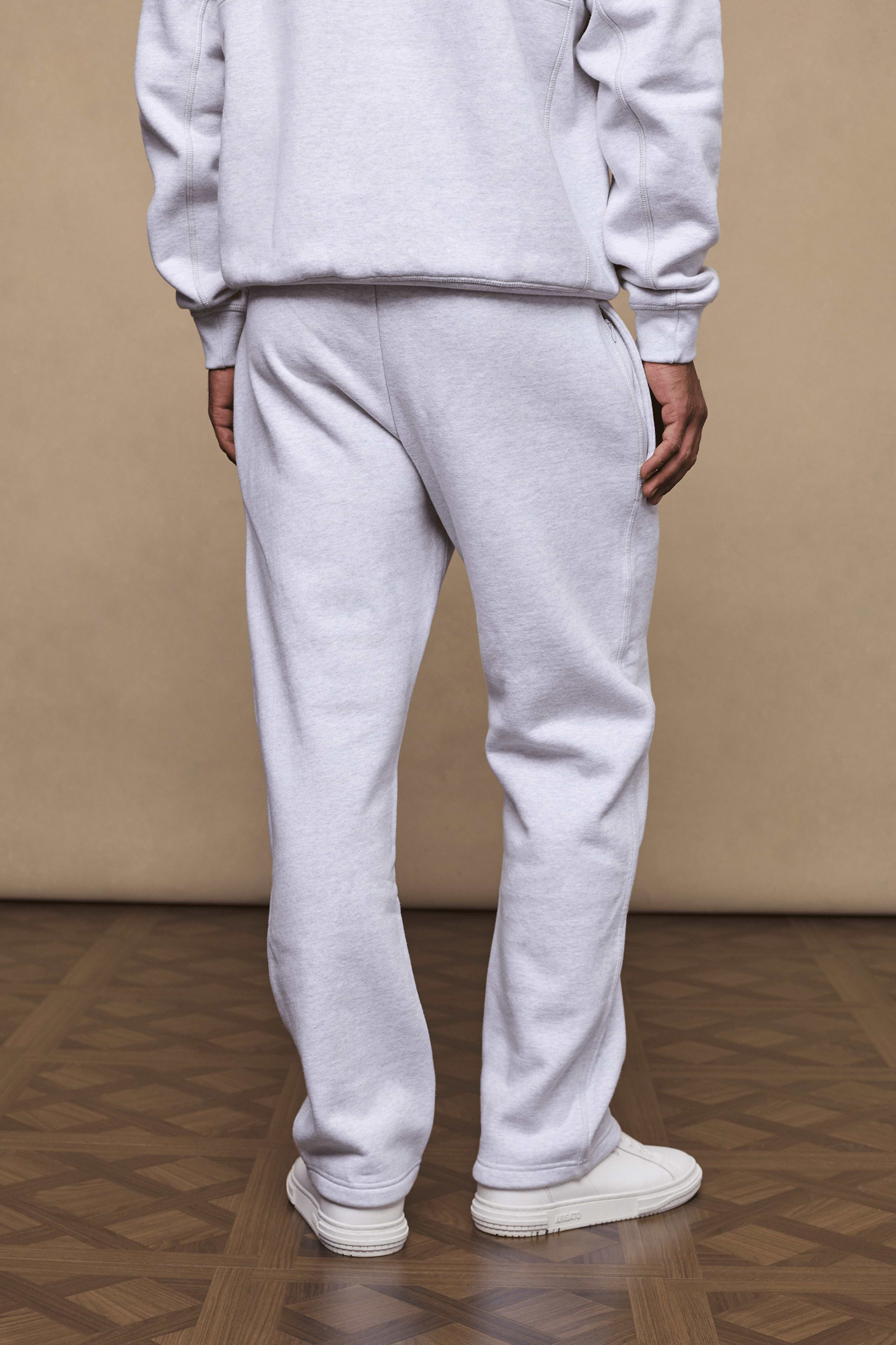 Men’s heavyweight cotton blend joggers in grey with straight leg fit by Raith