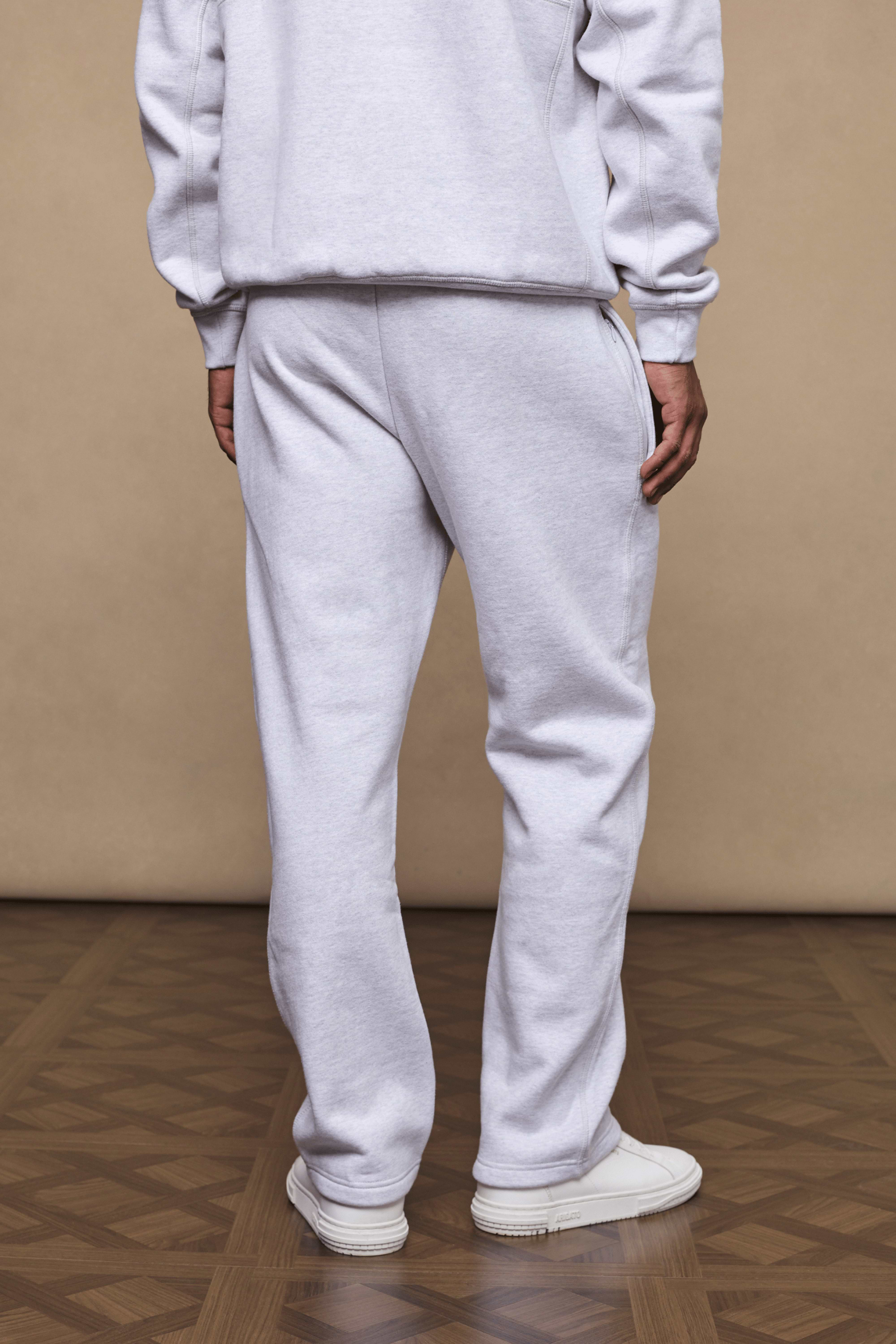 Men’s heavyweight cotton blend joggers in grey with straight leg fit by Raith